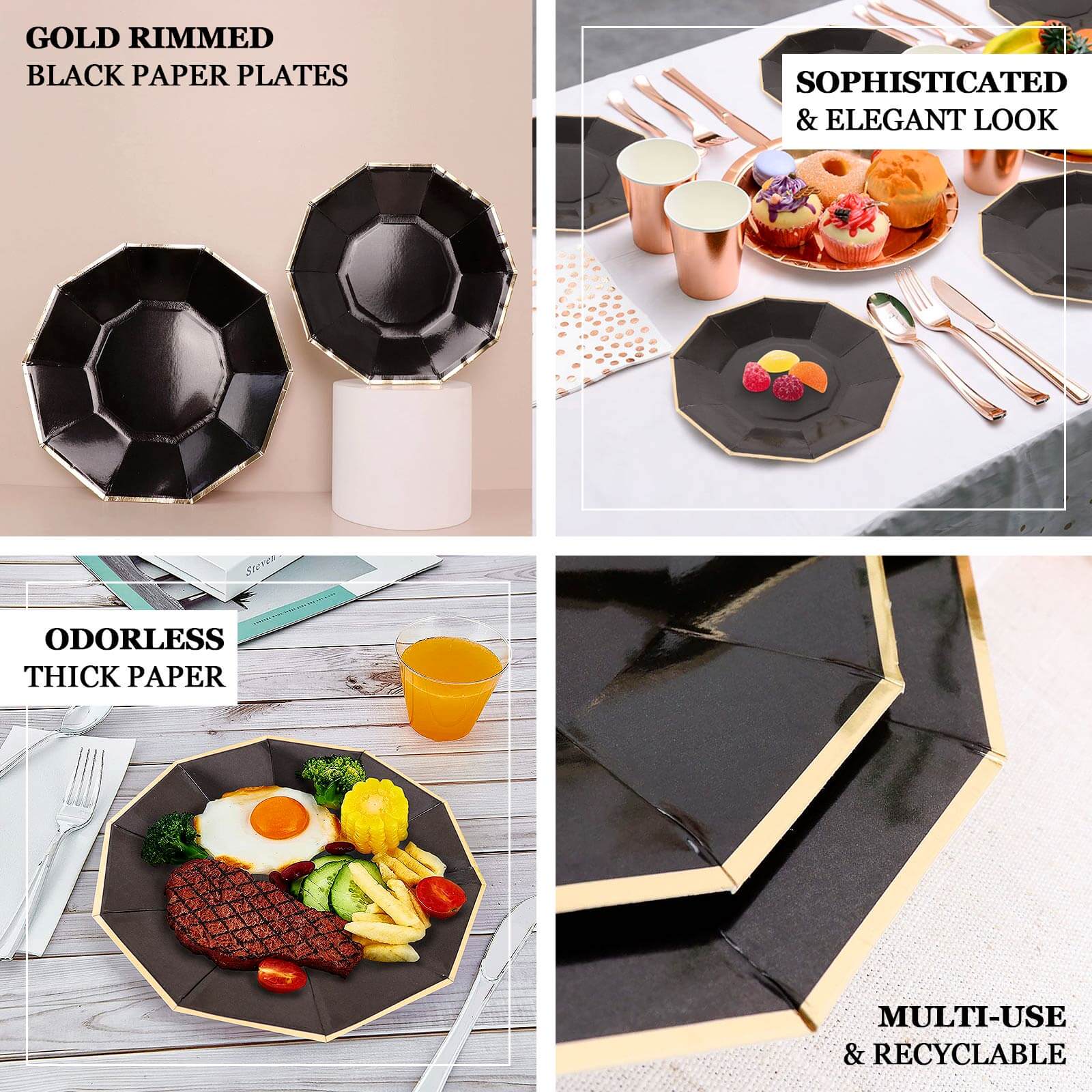 Get 25-Pack of 7-Inch Beige Paper Appetizer Plates with Stylish Gold Foil Rim