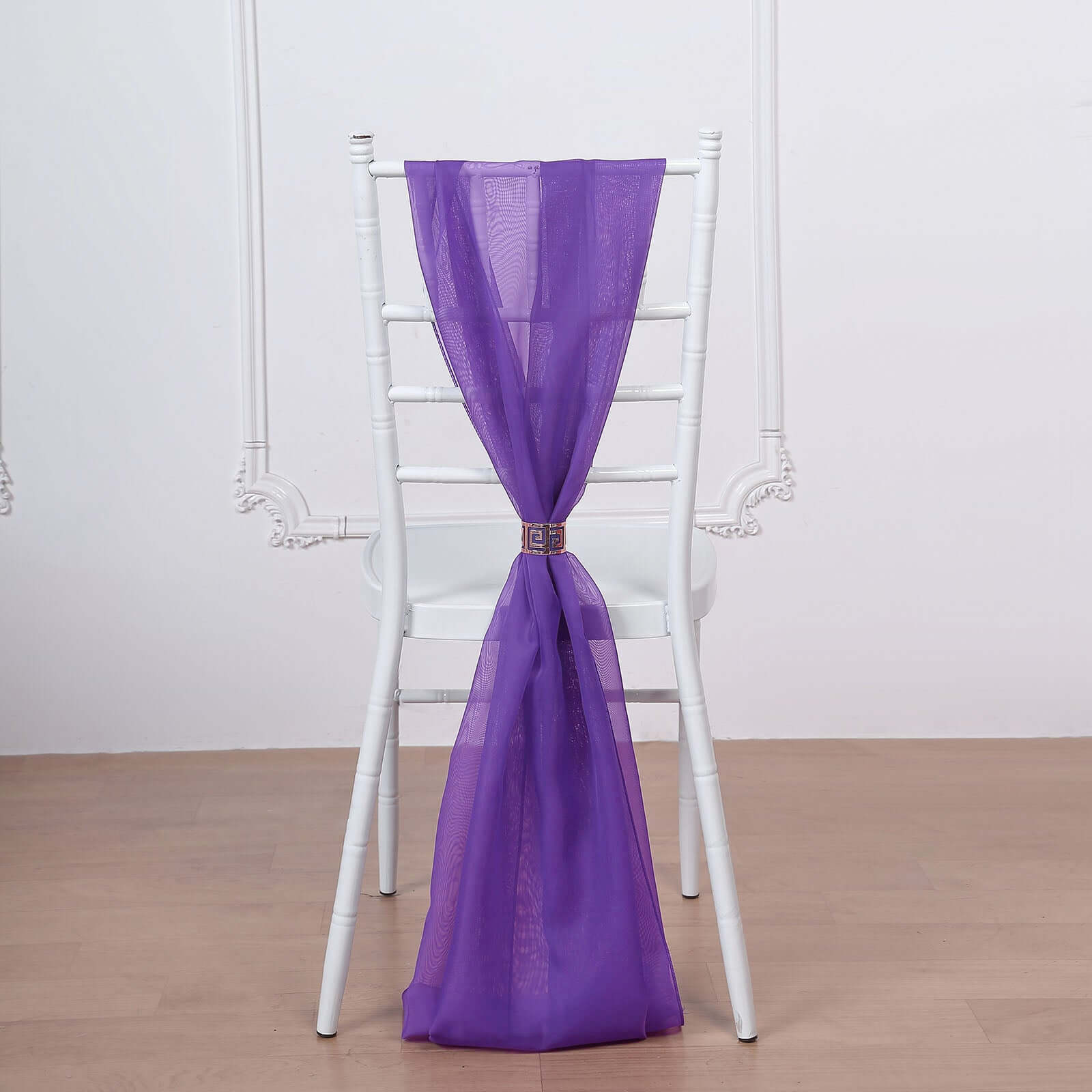 5-Pack Purple Premium Chiffon Chair Sashes - Soft & Lightweight Designer Bows