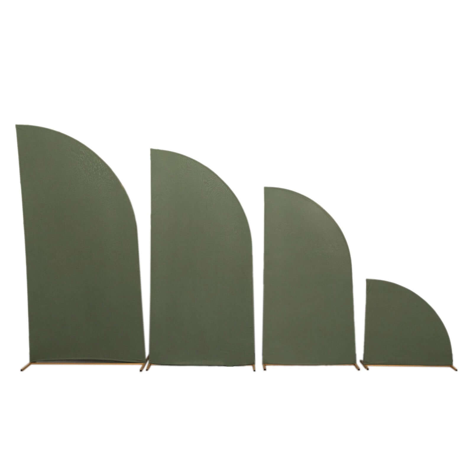 4-Piece Matte Dusty Sage Green Spandex Chiara Half Moon Wedding Arch Covers - 2.5ft, 5ft, 6ft, 7ft Sizes