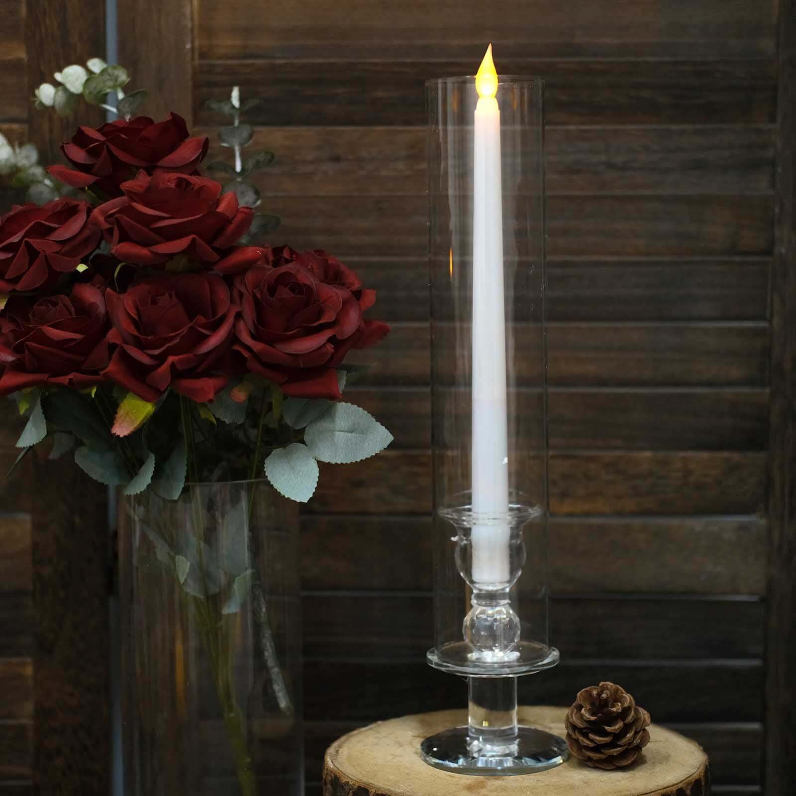 Hot Deal! 2-Pack Clear Crystal Hurricane Taper Candle Holders, 14-Inch Tall
