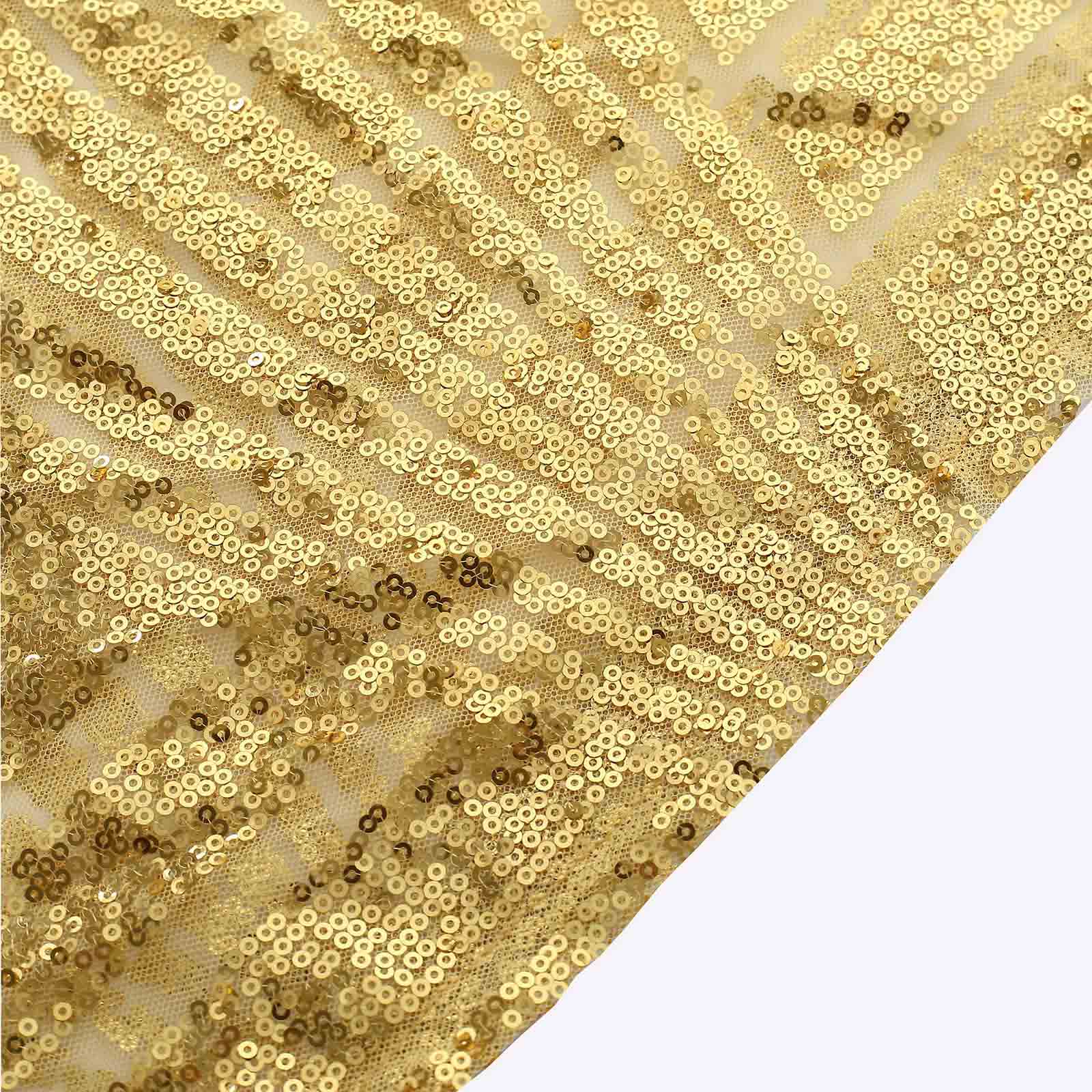 Sparkling Gold Sequin Mesh Geometric Pattern Cylinder Pedestal Stand Covers - Set of 5