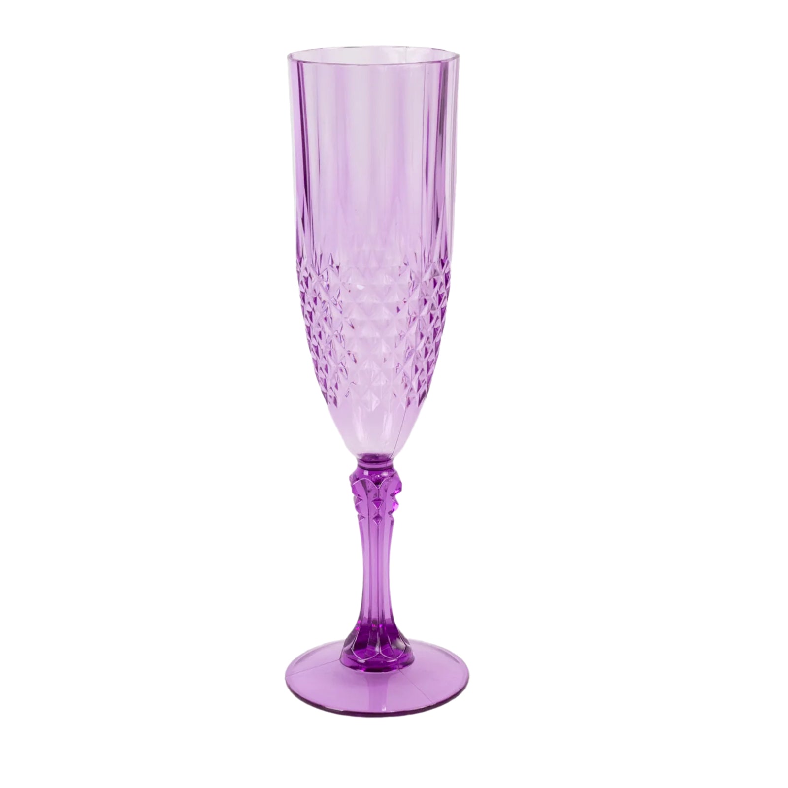 8oz Reusable Purple Transparent Crystal Cut Style 6-Pack Plastic Wedding Toast Flutes