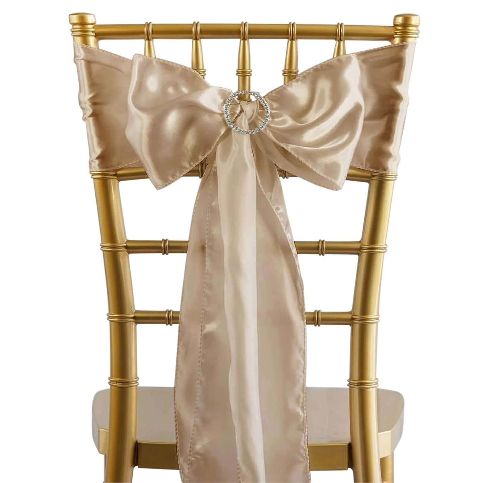 5-Piece Nude Satin Chair Sashes - Durable, Shiny Finish 6x106