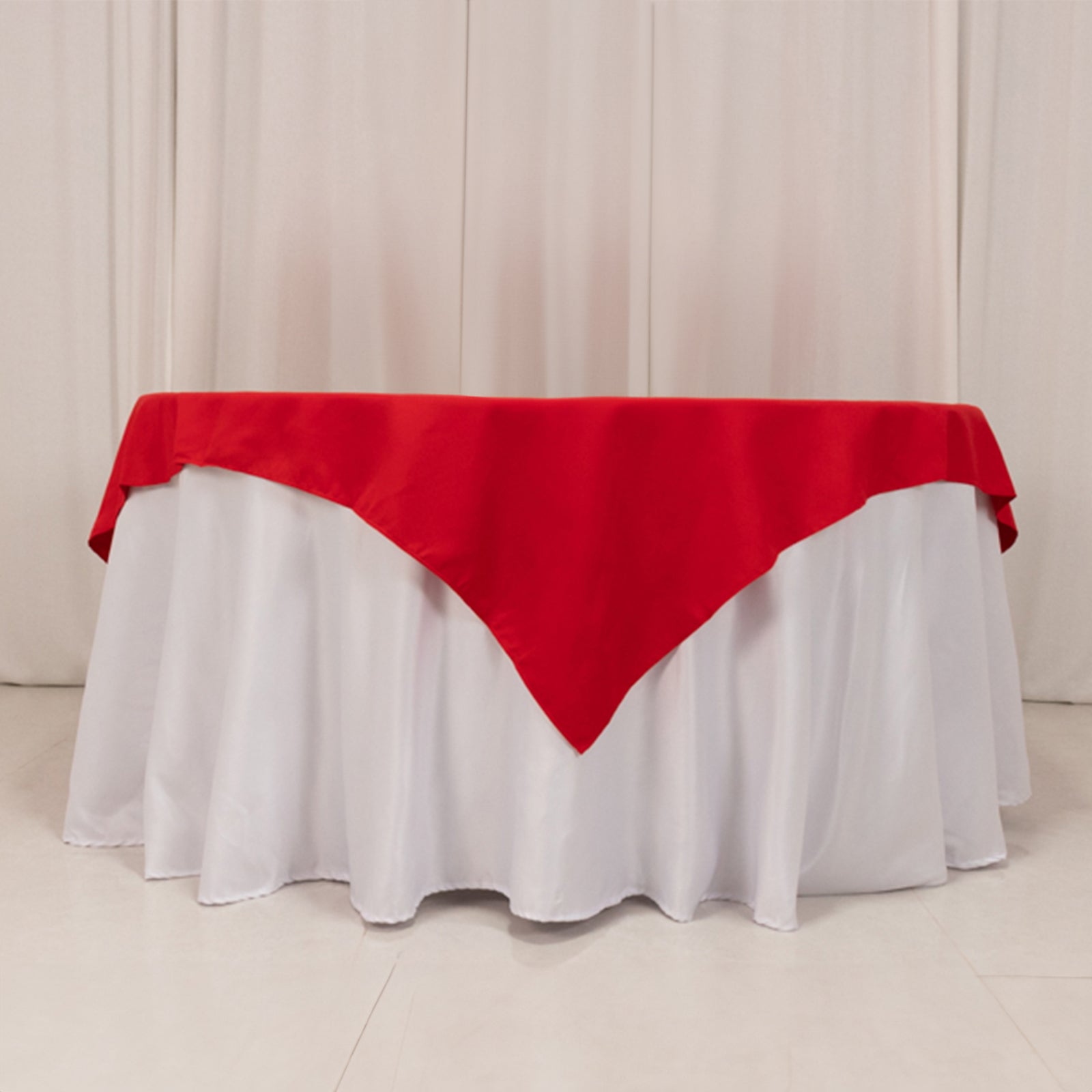 Hot Deal! Red 70x70 Square Cotton Blend Table Overlay - Wrinkle-Free Table Topper