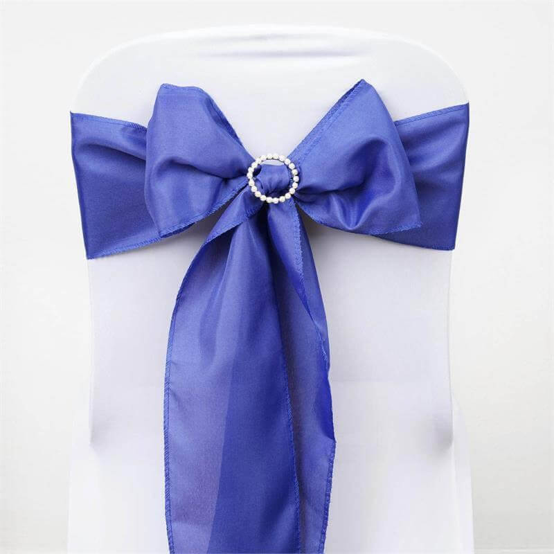 Set of 5 Royal Blue Polyester Chair Sashes, 6x108 Inches