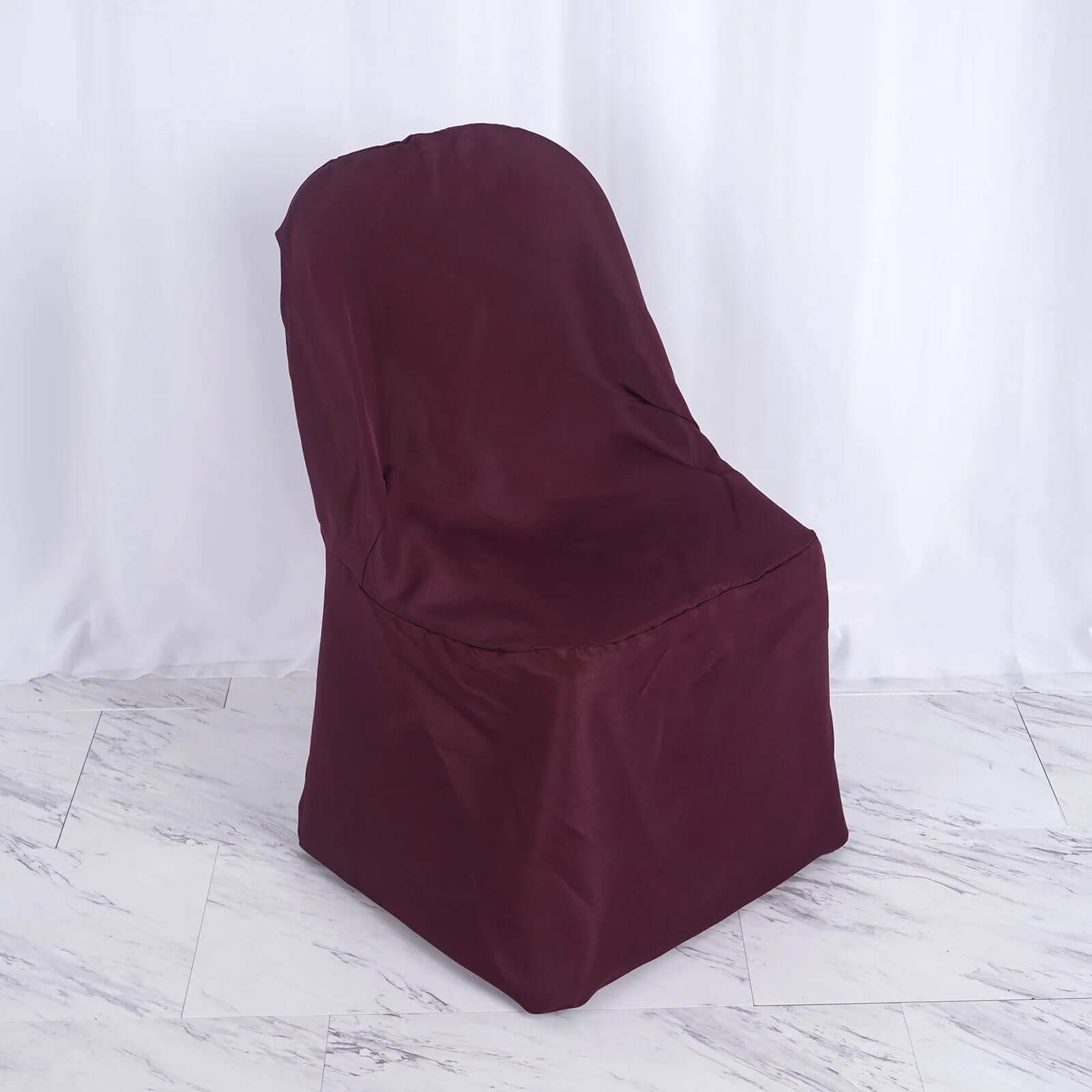 10-Piece Wrinkle-Free, Stain-Resistant Burgundy Polyester Slip-On Chair Covers for Folding Chairs