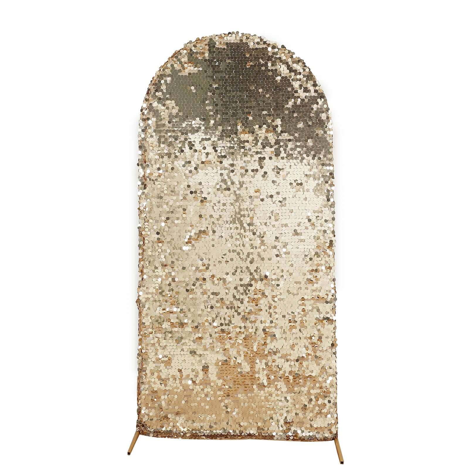 Sparkly 5ft Champagne Double-Sided Sequin Backdrop Cover for Wedding Arch - Perfect Decor!