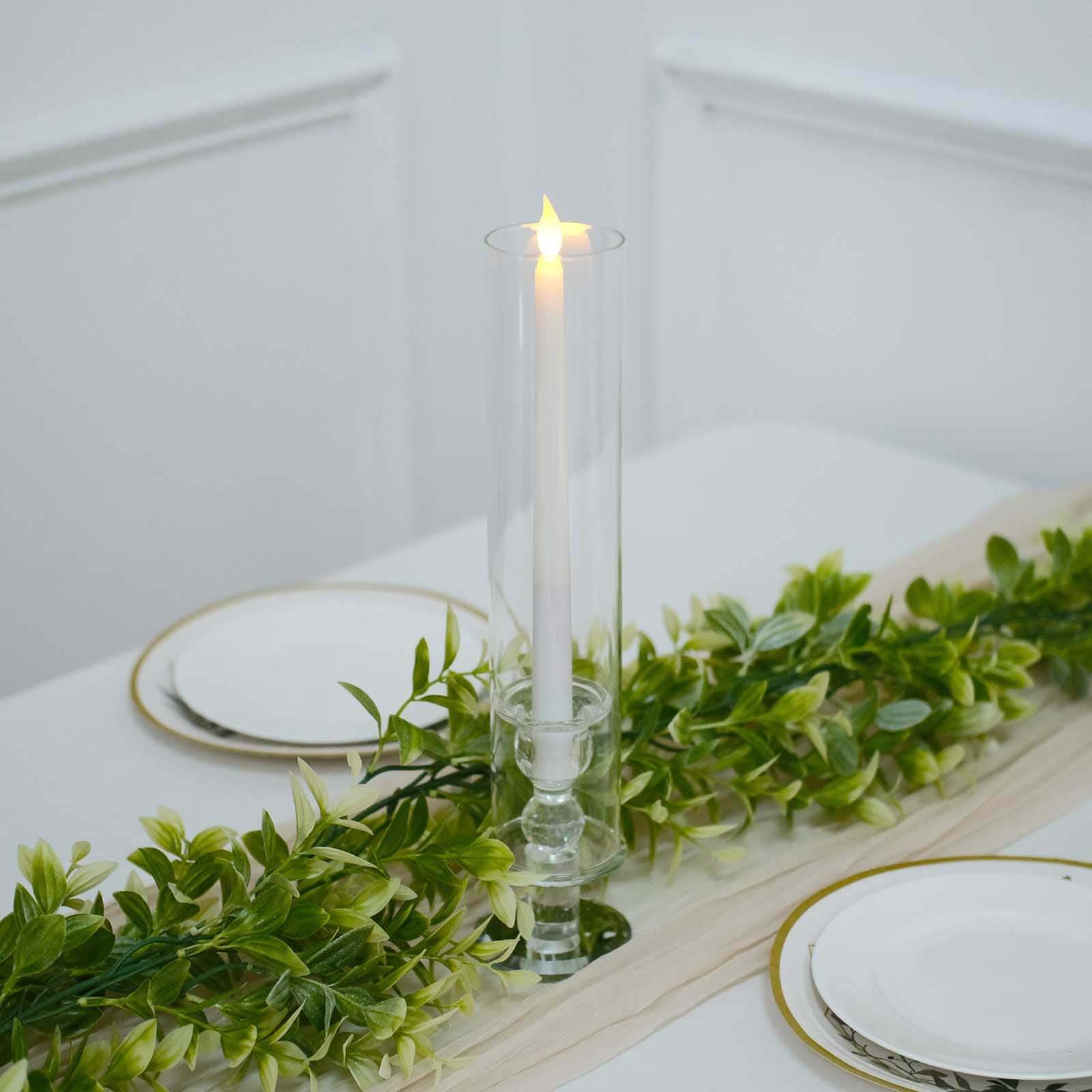 Hot Deal! 2-Pack Clear Crystal Hurricane Taper Candle Holders, 14-Inch Tall