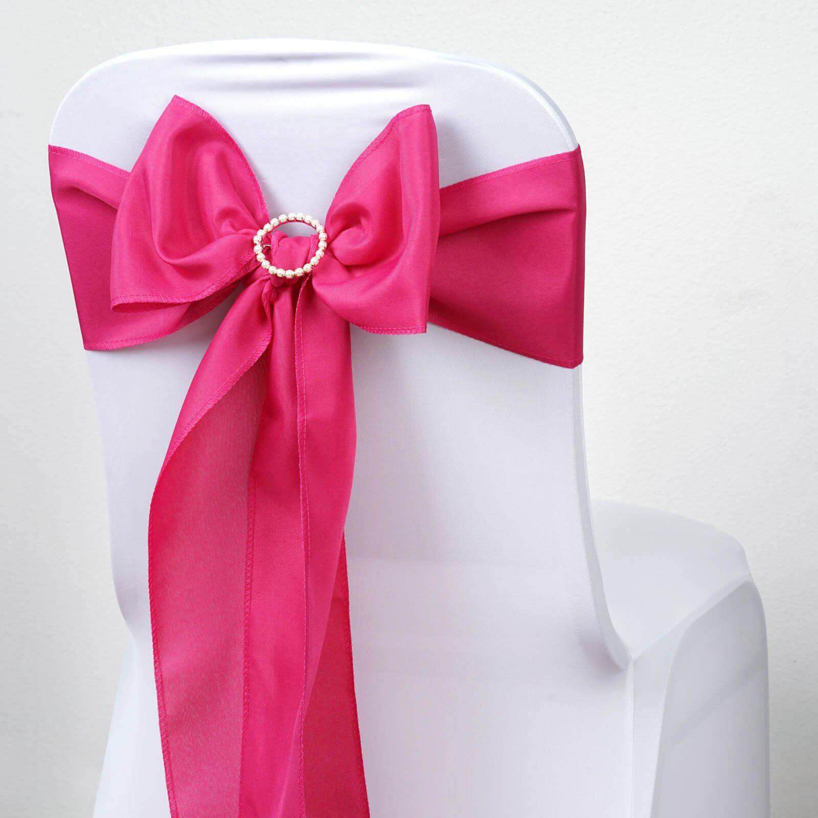 Set of 5 Fuchsia Polyester Chair Sashes, 6x108 inches