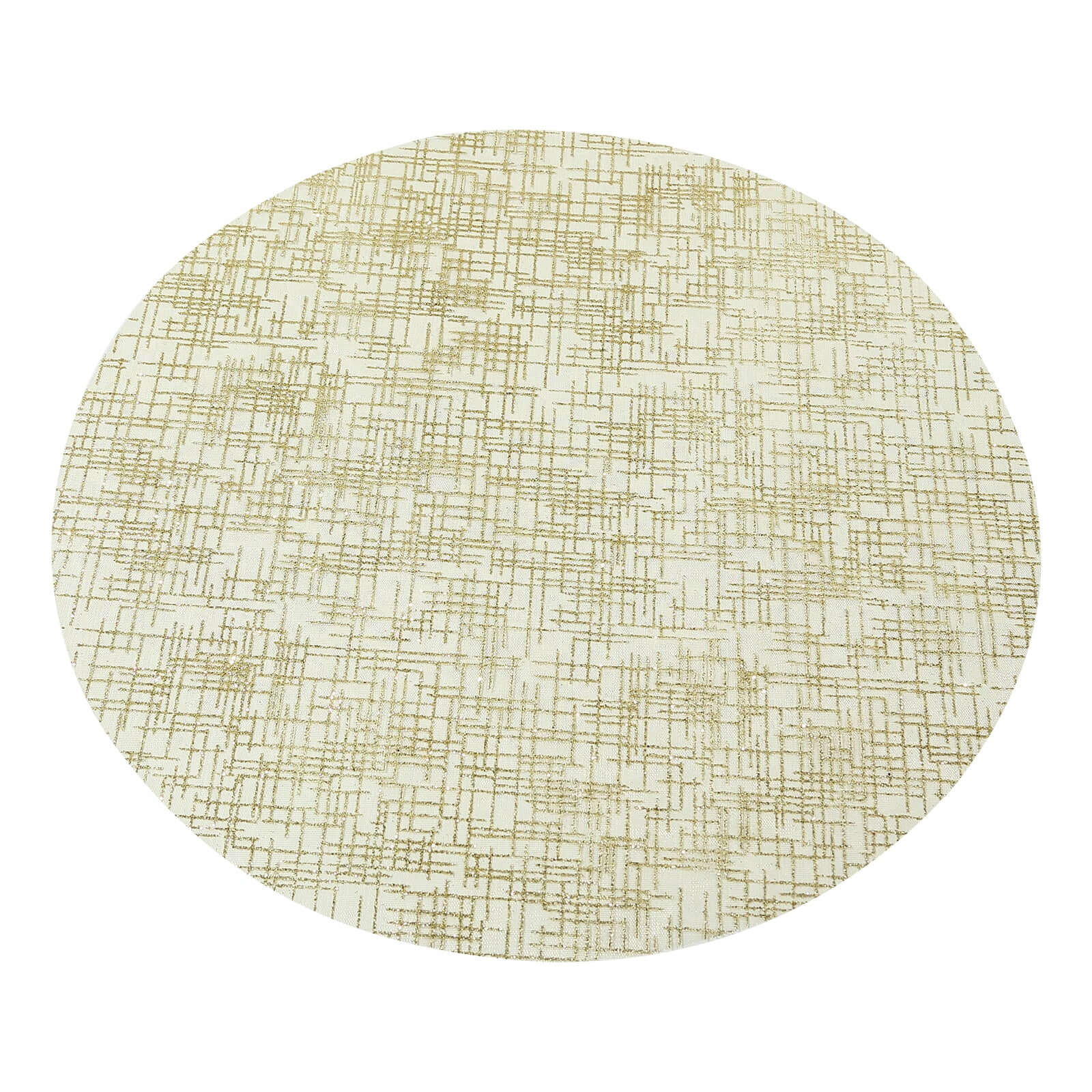 Hot Deal! 10-Pack Disposable Metallic Gold Round Table Placemats with Glitter Mesh Polyester Design