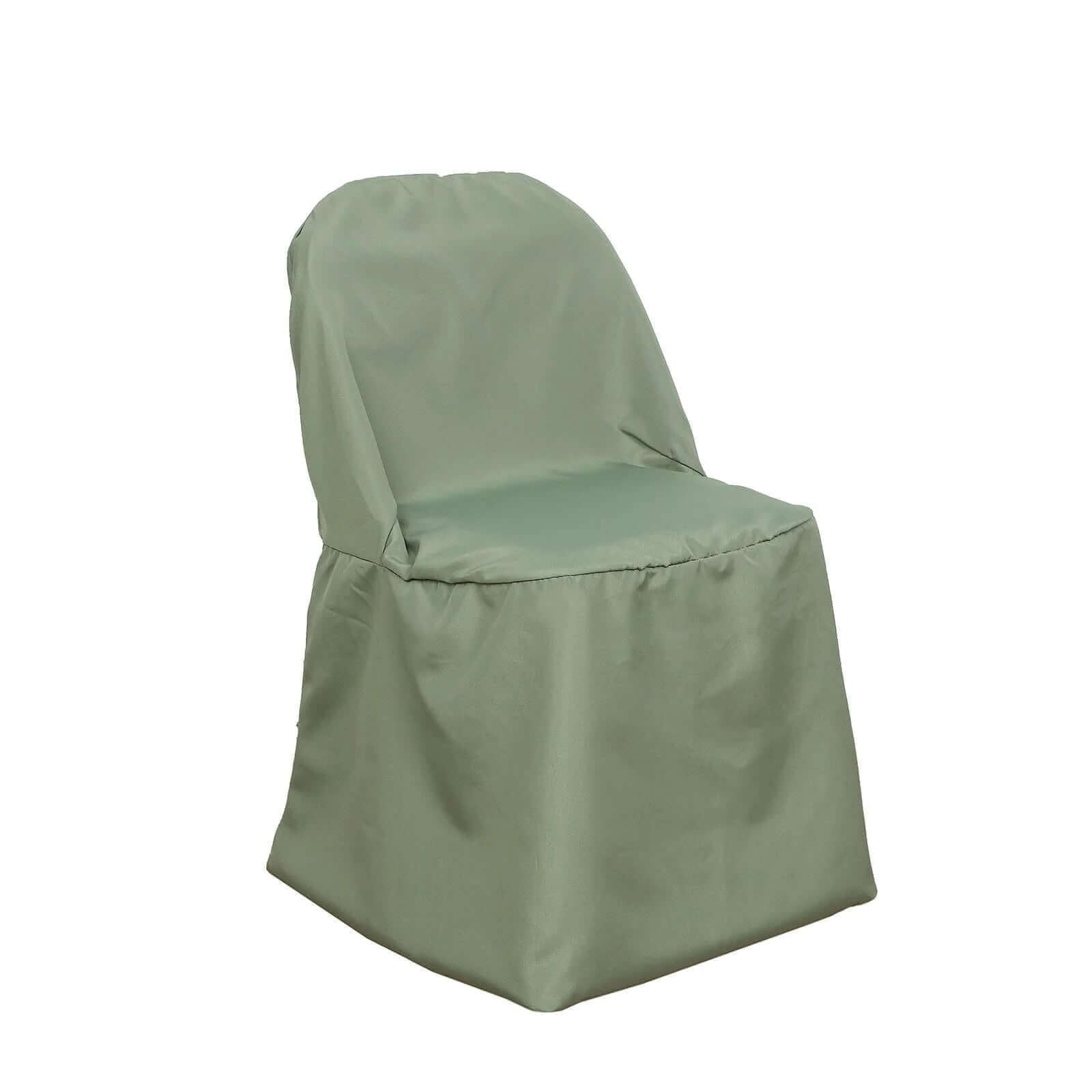 Hot Deal! 10-Piece Polyester Slip-On Chair Covers in Dusty Sage Green - Wrinkle & Stain Resistant