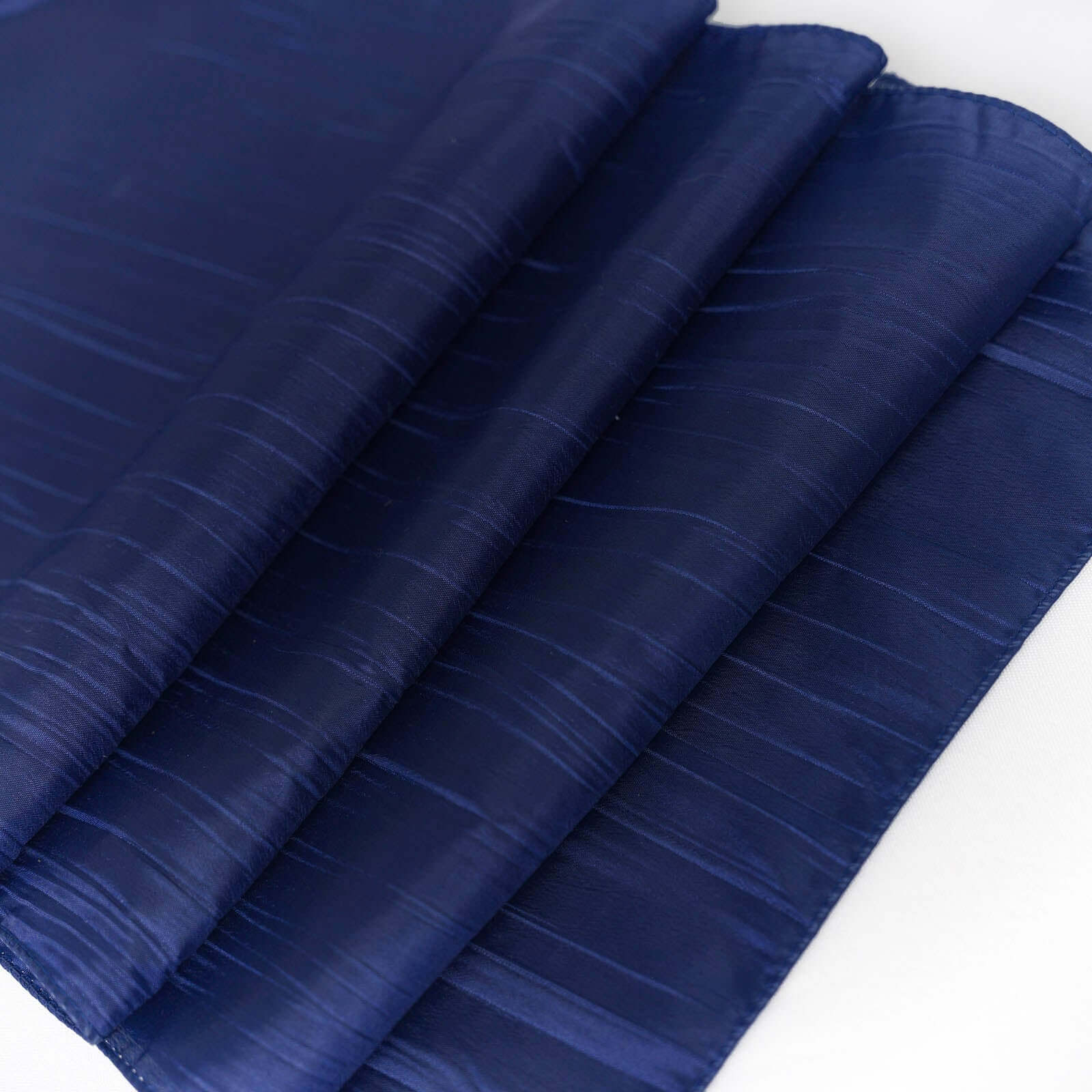 Navy Blue Taffeta 12x108 Table Runner with Accordion Crinkle Design