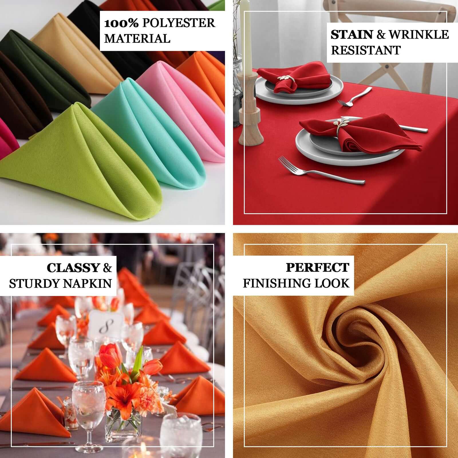 Set of 5 Turquoise 17x17 Polyester Dinner Napkins - Durable & Anti - Wrinkle