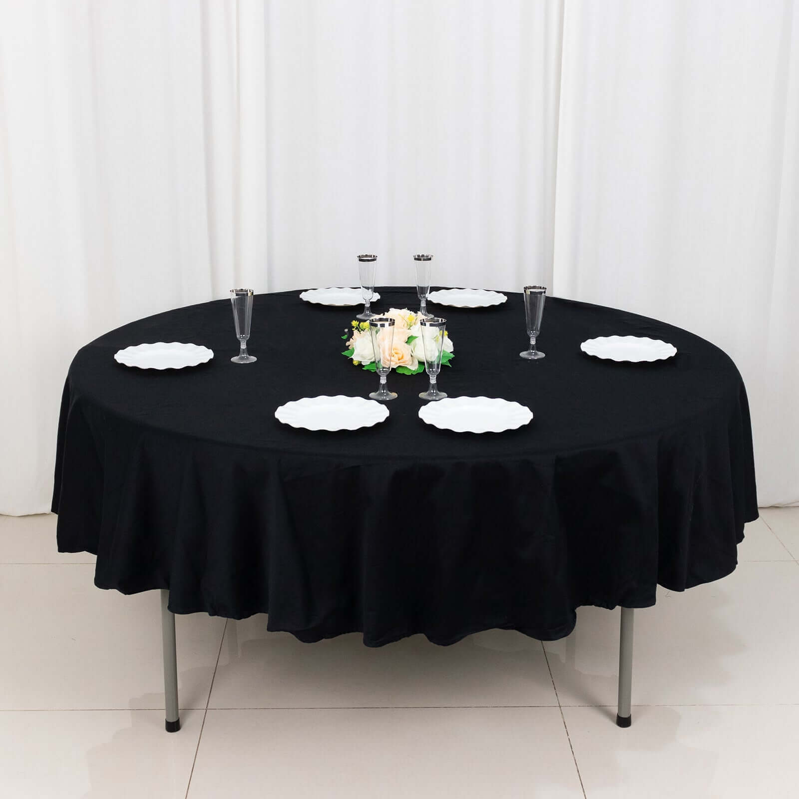 Black 90 Round 100% Cotton Tablecloth - Soft, Breathable & Exquisite
