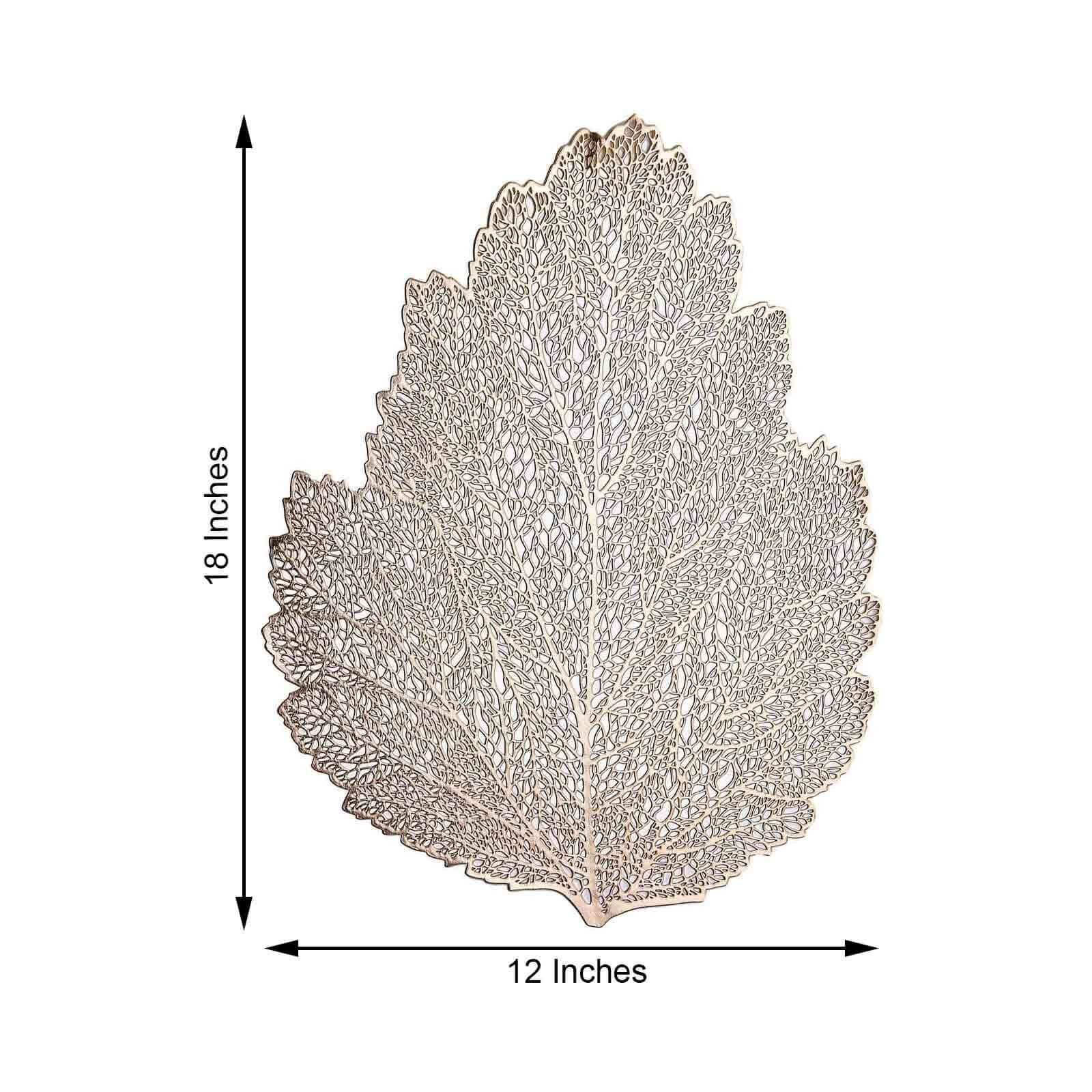 6-Piece Set of 18-Inch Gold Fall Leaf Non-Slip Vinyl Dining Placemats