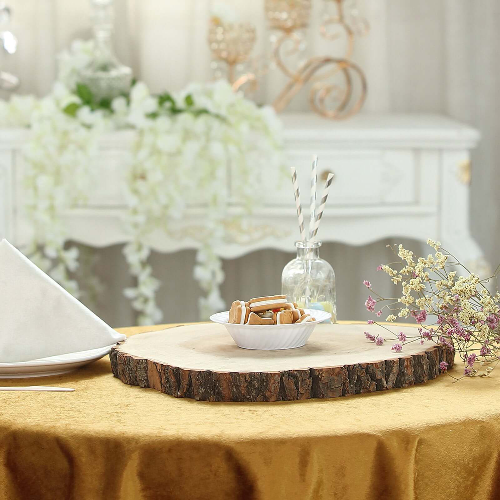 Hot! Polished Rustic Poplar Wood Round Slices for Wedding & Event Decor, 18 Dia
