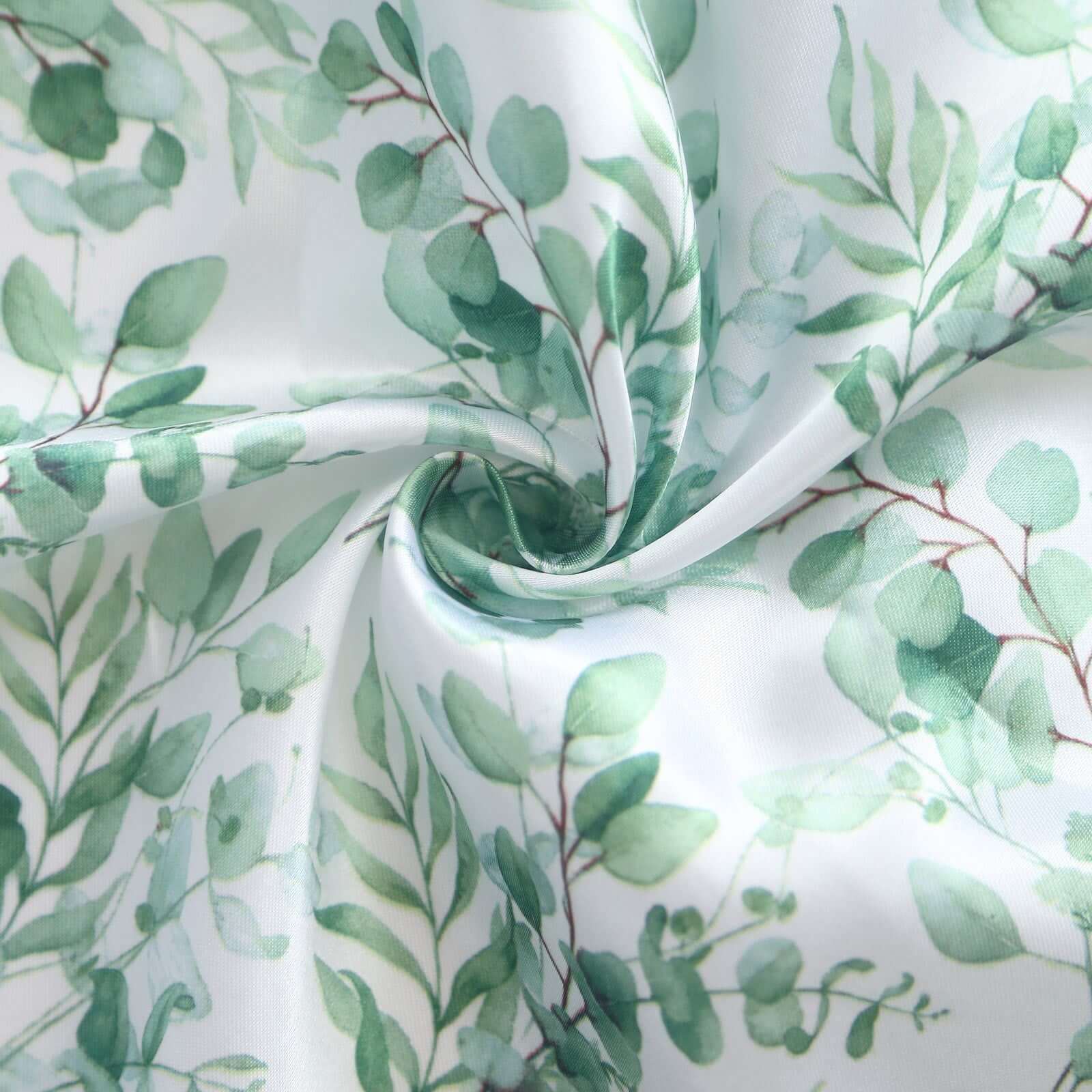 Hot! Set of 3 Satin Wedding Arch Covers with Eucalyptus Leaves Print - 5ft, 6ft, 7ft