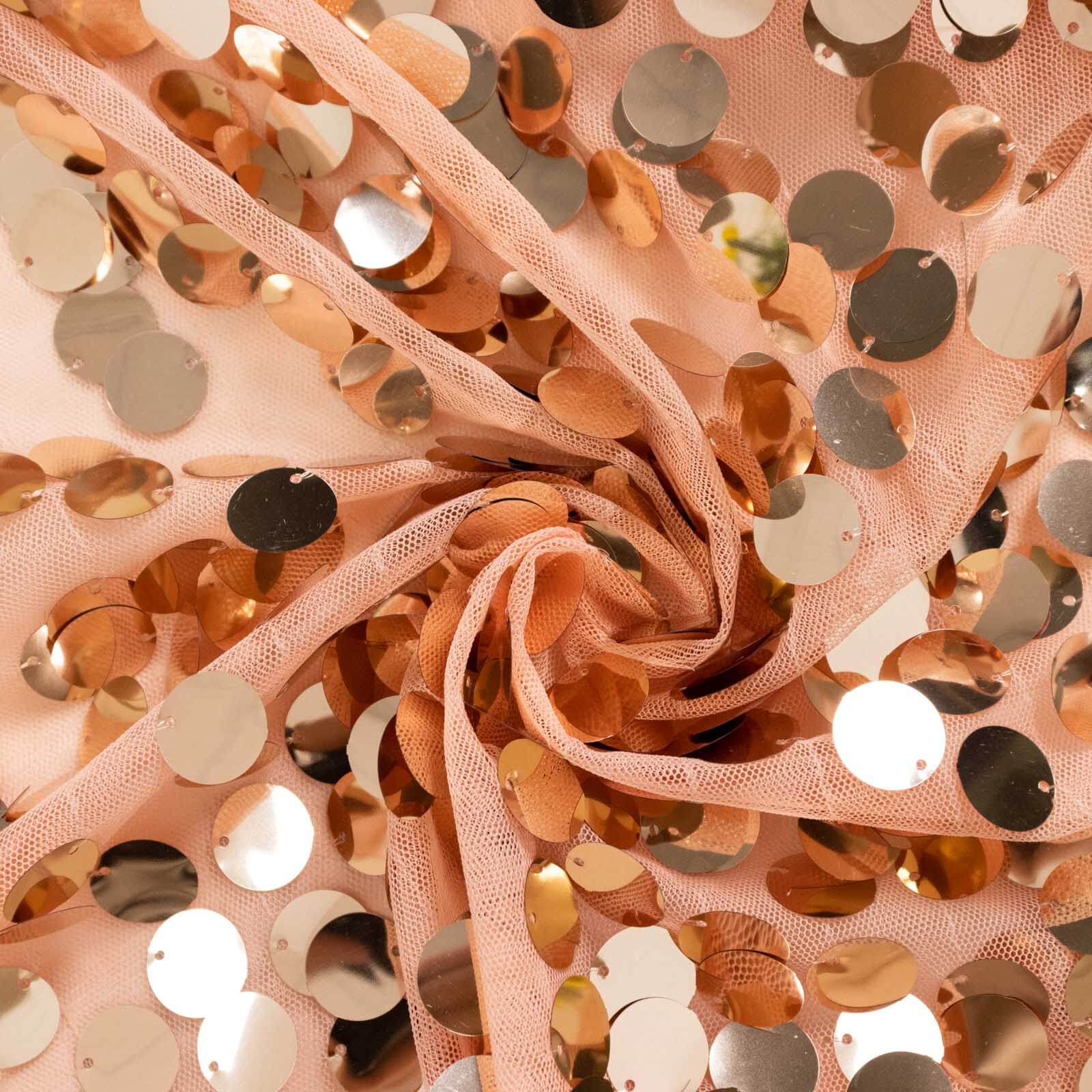7.5ft Sparkly Rose Gold Sequin Cover for Round Wedding Arch Stand - Perfect Decor!