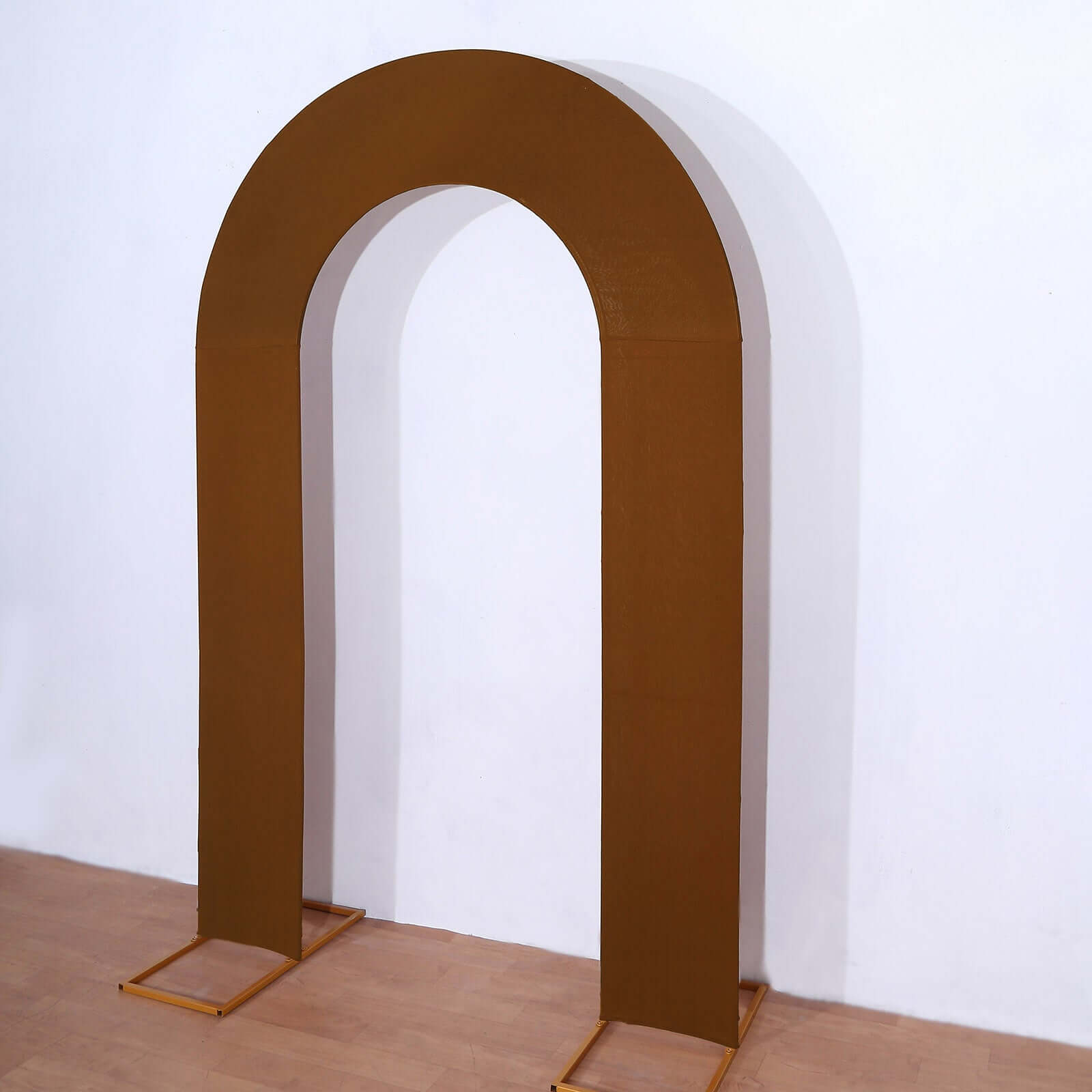 Premium 8ft Cinnamon Brown Spandex U-Shaped Fitted Wedding Arch Cover - Ideal for Events