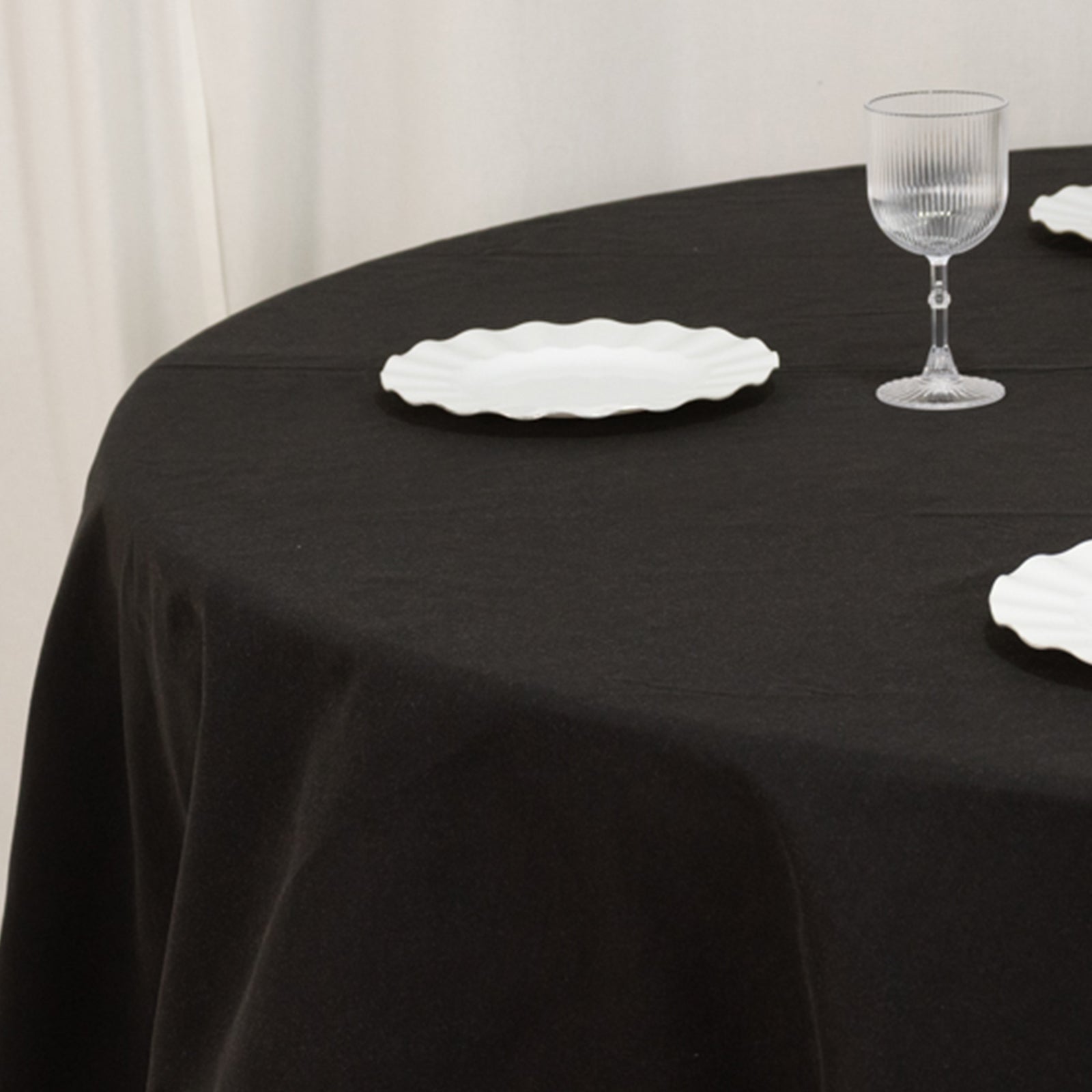 Exclusive 90-Inch Wrinkle-Resistant Black Cotton Blend Round Tablecloth for Events