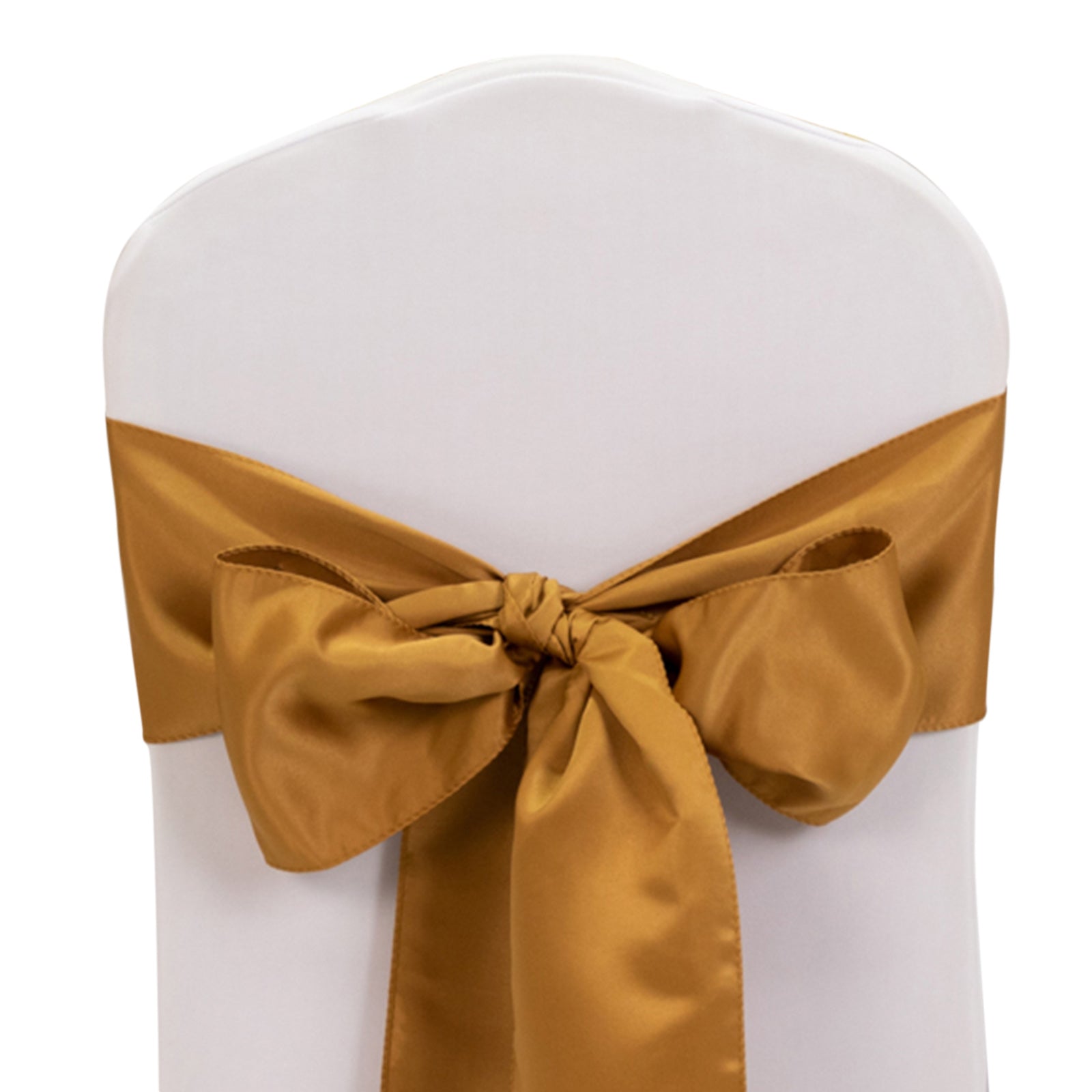 5-Pack Gold Lamour Satin Chair Sashes (6x106) - Perfect Reusable Decor for Weddings & Gatherings