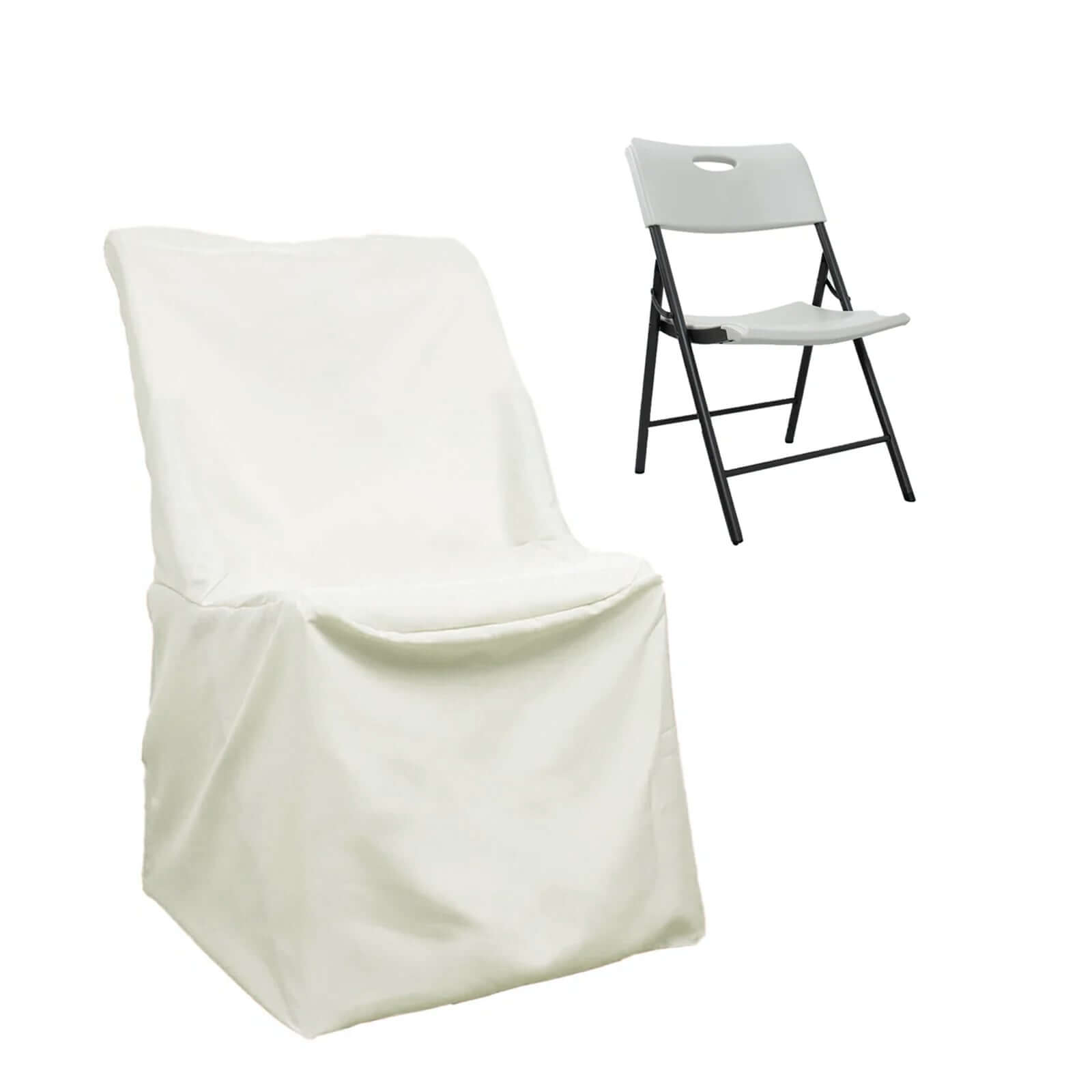 Reusable and Durable Ivory Polyester Slip-On Cover for Lifetime Folding Chairs