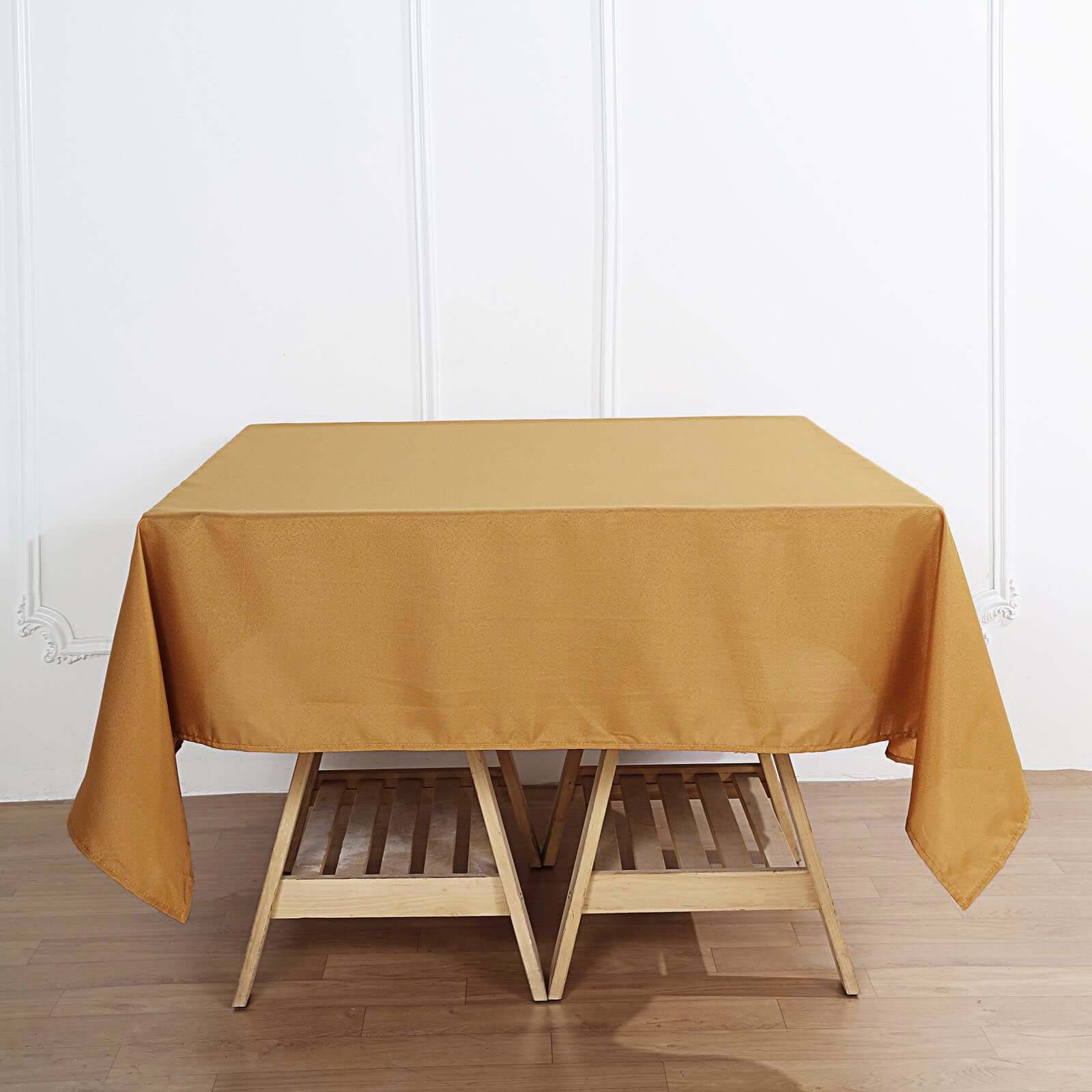 Durable Gold 70x70 Polyester Square Tablecloth - Wrinkle-Free