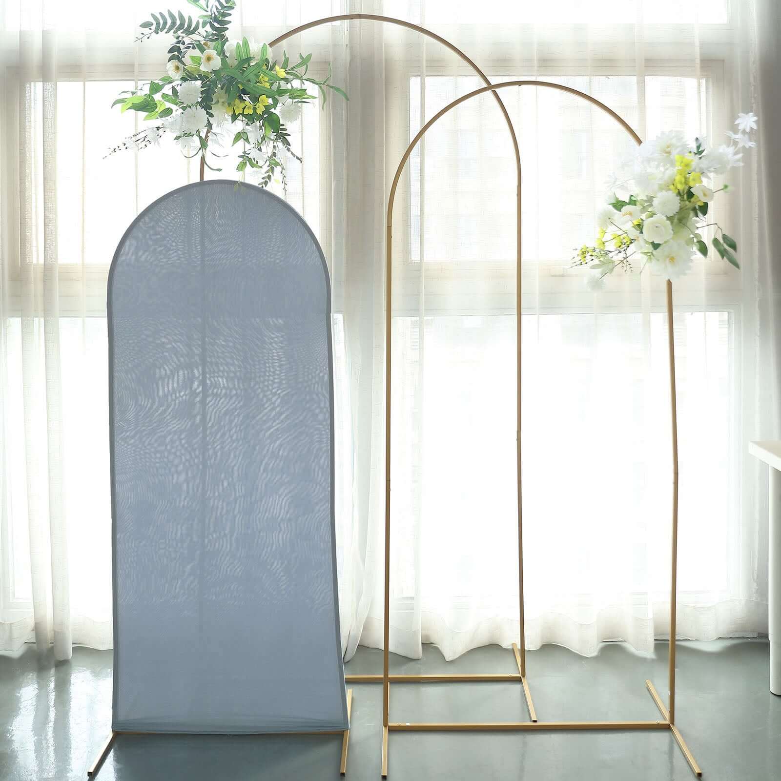Hot! 5ft Dusty Blue Spandex Fitted Cover for Round Top Wedding Arch