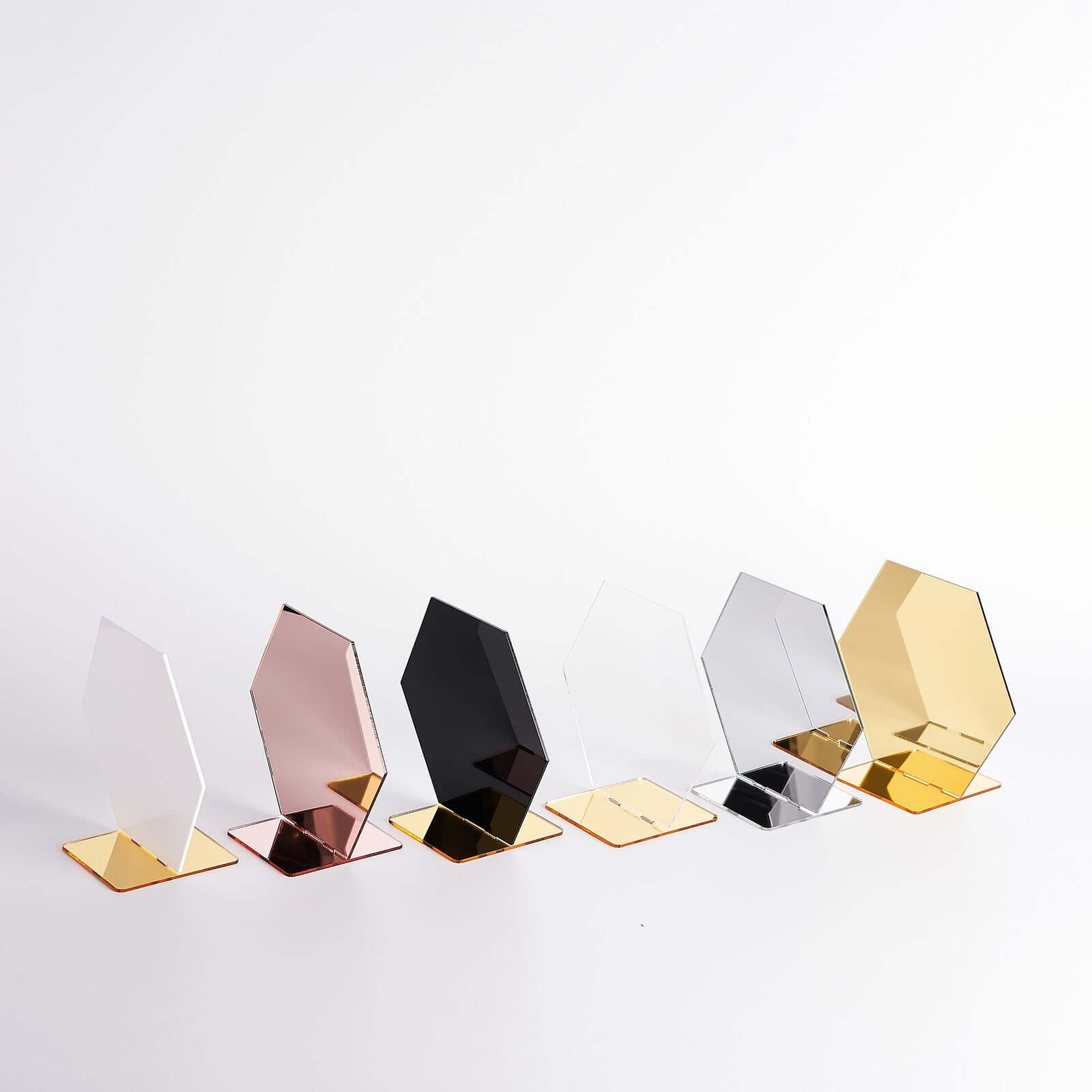 5-Pack Black/Gold Hexagon Acrylic Table Sign Holders - Ideal for Modern Event Centerpieces