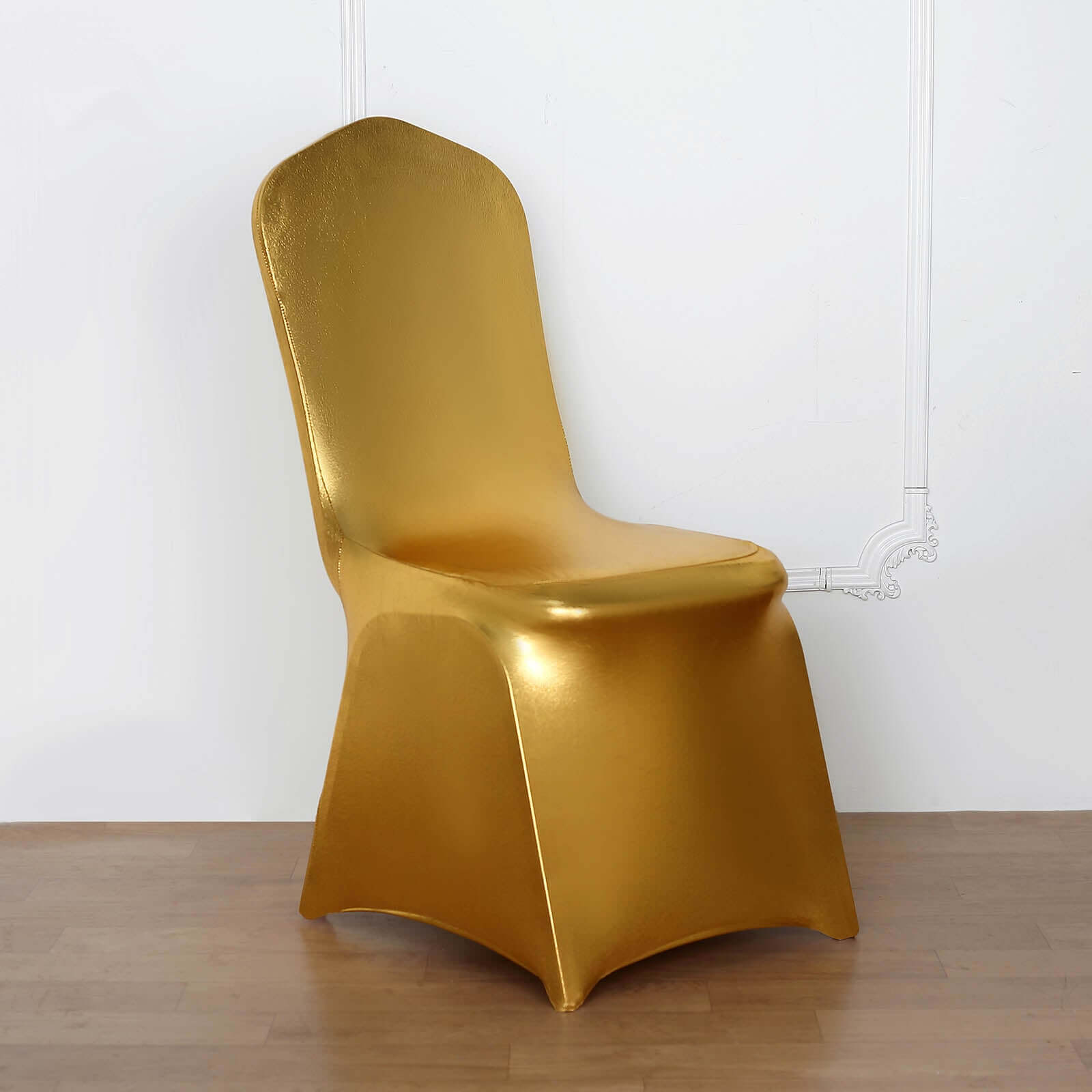 Premium Glittering Metallic Gold Spandex Banquet Chair Cover - Ideal for Special Events