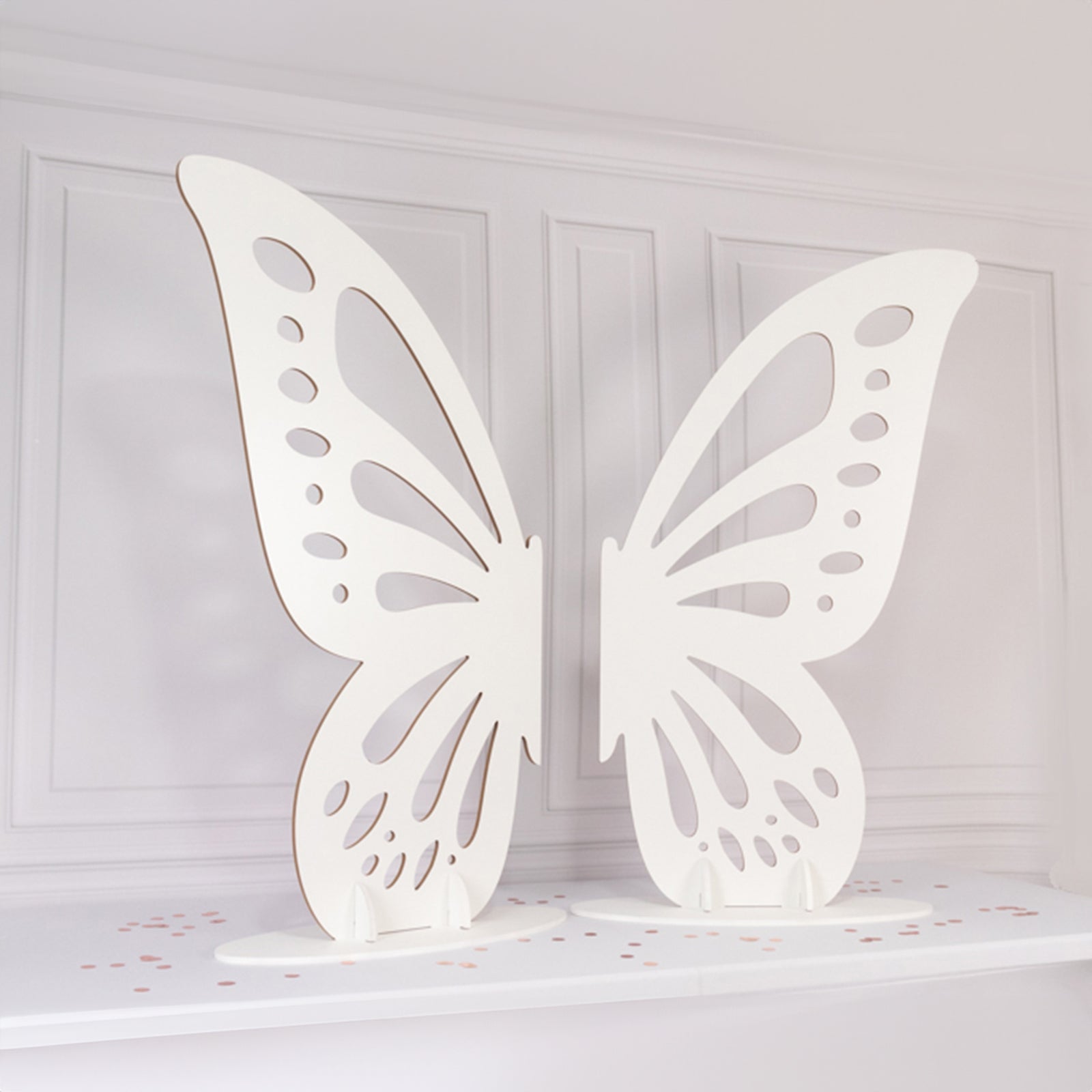 4.5ftx3.5ft White Freestanding Large Wooden Butterfly Wings Backdrop Photo Prop