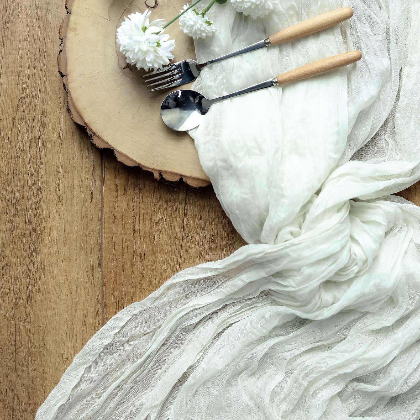 Hot Sale! Ivory Gauze Cheesecloth 10ft Table Runner for Rustic Boho Style Decor