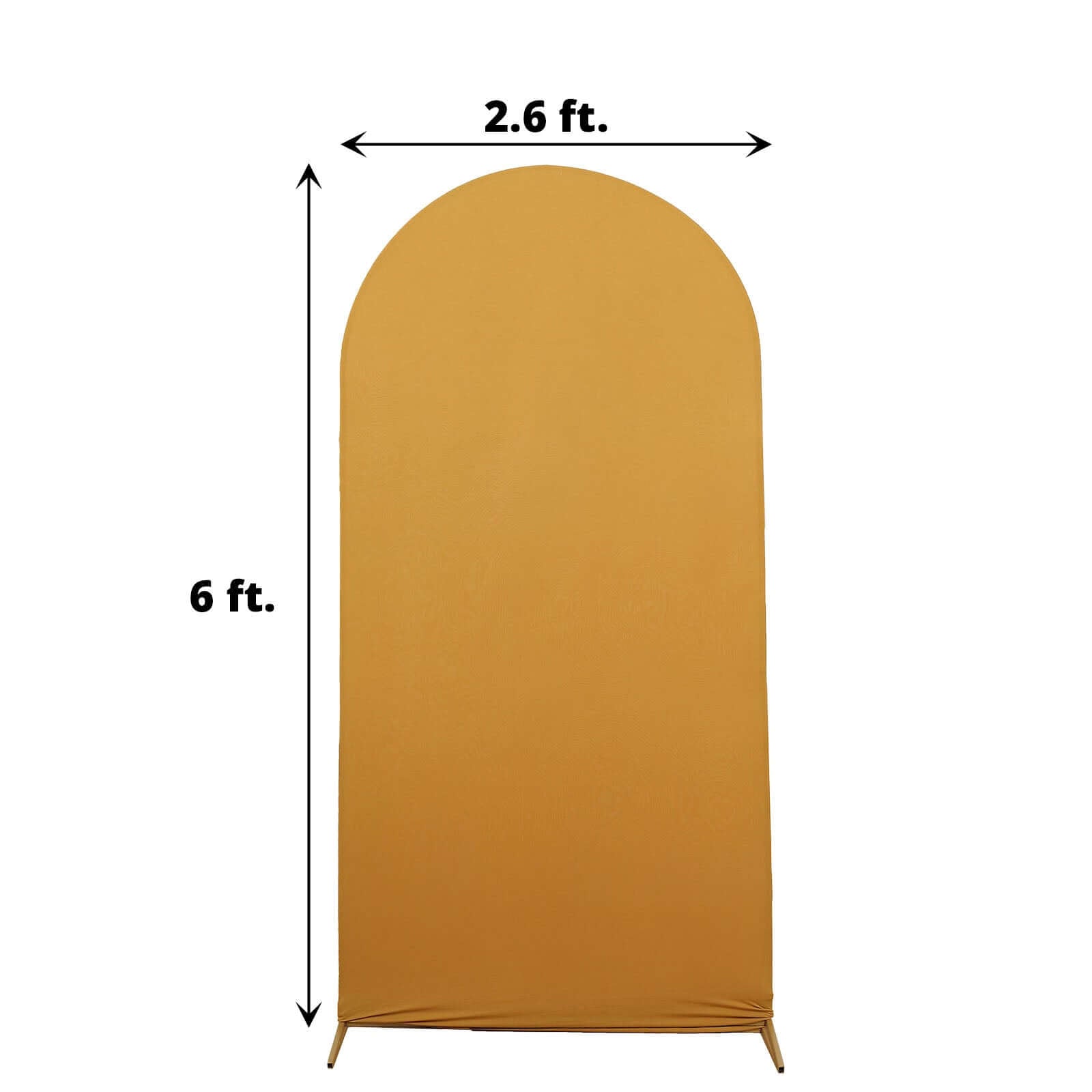 Exclusive 6ft Matte Gold Spandex Fitted Cover for Round Top Wedding Arch - Ideal Decor!