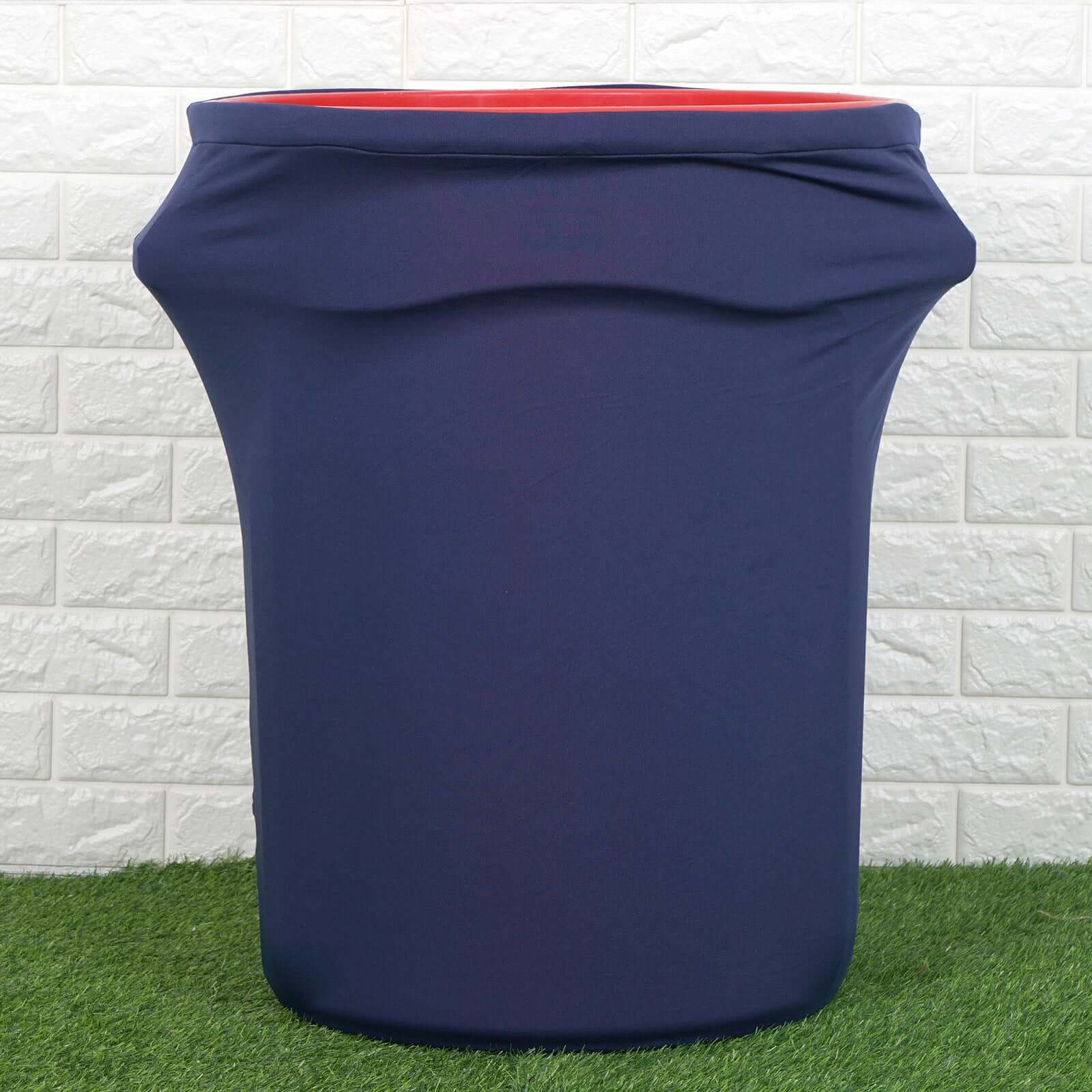 Special Offer! Navy Blue 4 - Way Stretch Spandex Round Trash Bin Cover for 41 - 50 Gallons