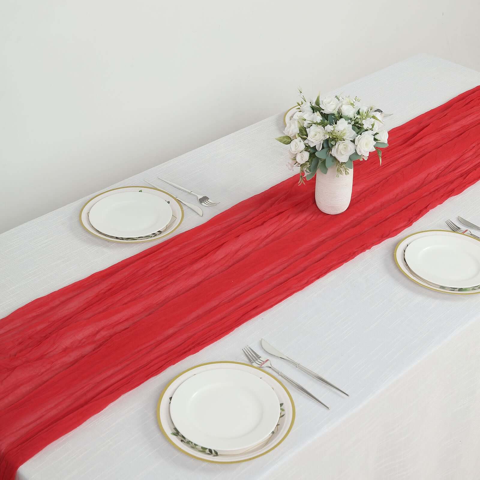 Hot Sale! 10ft Red Gauze Cheesecloth Table Runner for Rustic Boho Weddings and Parties