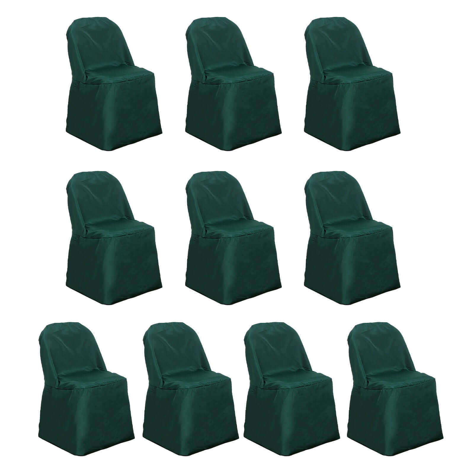 Hot Deal! 10-Piece Polyester Slip-On Chair Covers in Hunter Emerald Green, Wrinkle & Stain Resistant