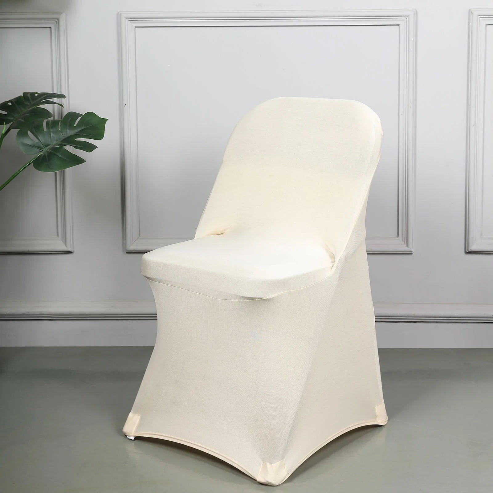 10-Pack Durable Beige Spandex Stretch Chair Covers for Folding Chairs - Great Deal!