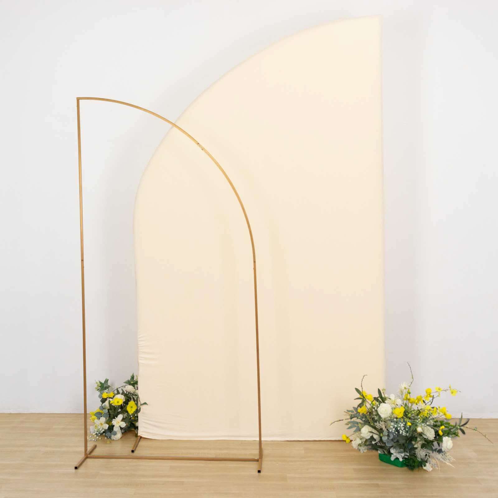 Exclusive 8ft Beige Spandex Fitted Cover for Half Moon Wedding Arch Backdrop Stand
