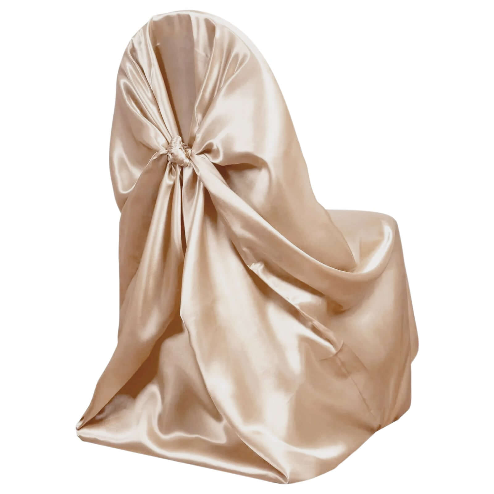 Durable Nude Satin Self-Tie Chair Cover for Folding, Dining & Banquet Chairs