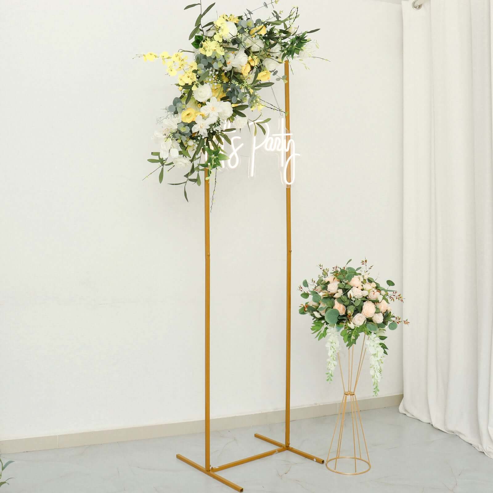 Hot Sale! 6.5ft Slim Gold Metal Rectangular Wedding Arch Backdrop Stand