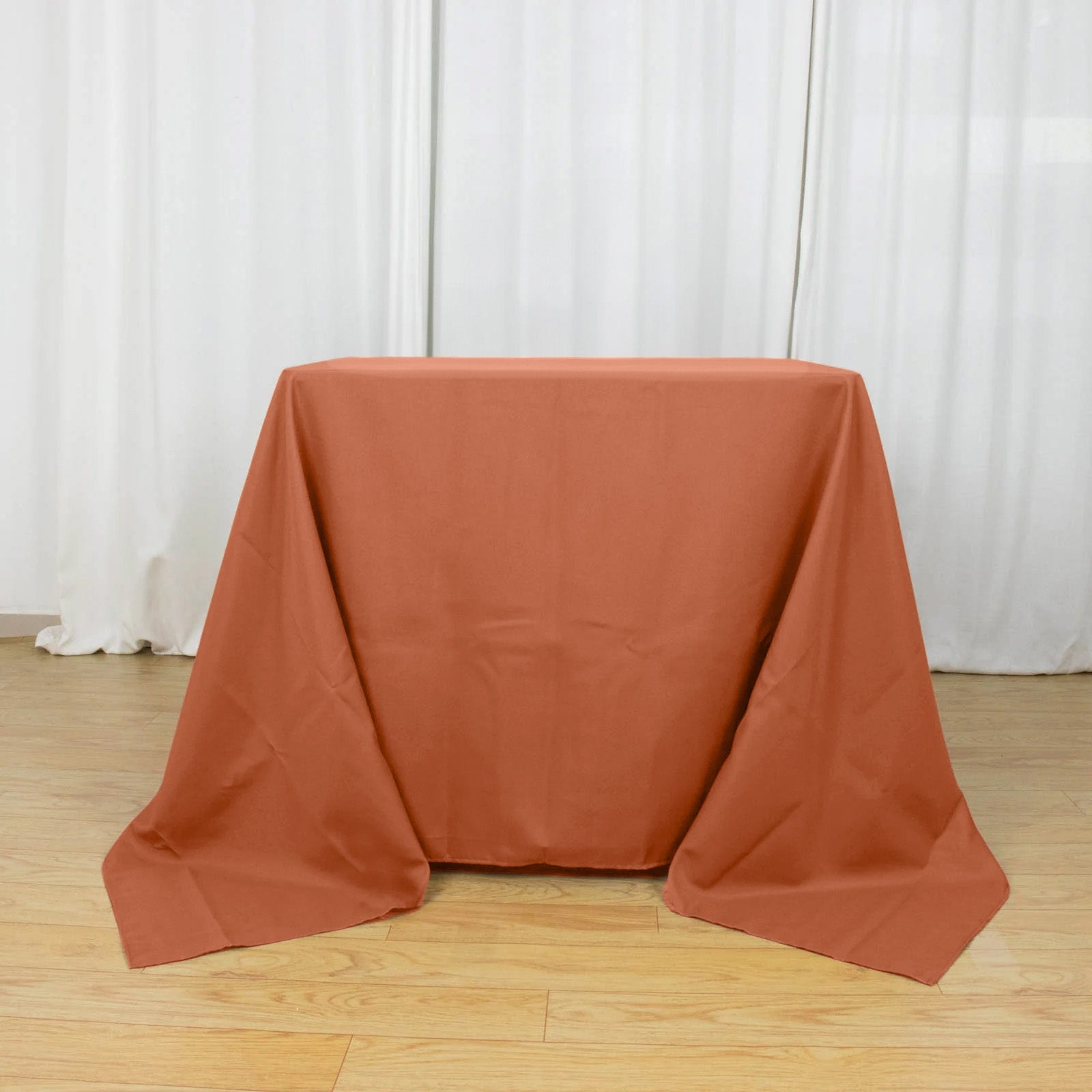 Superb 90x90 Square Polyester Tablecloth in Terracotta (Rust) - Wrinkle-Free & Durable