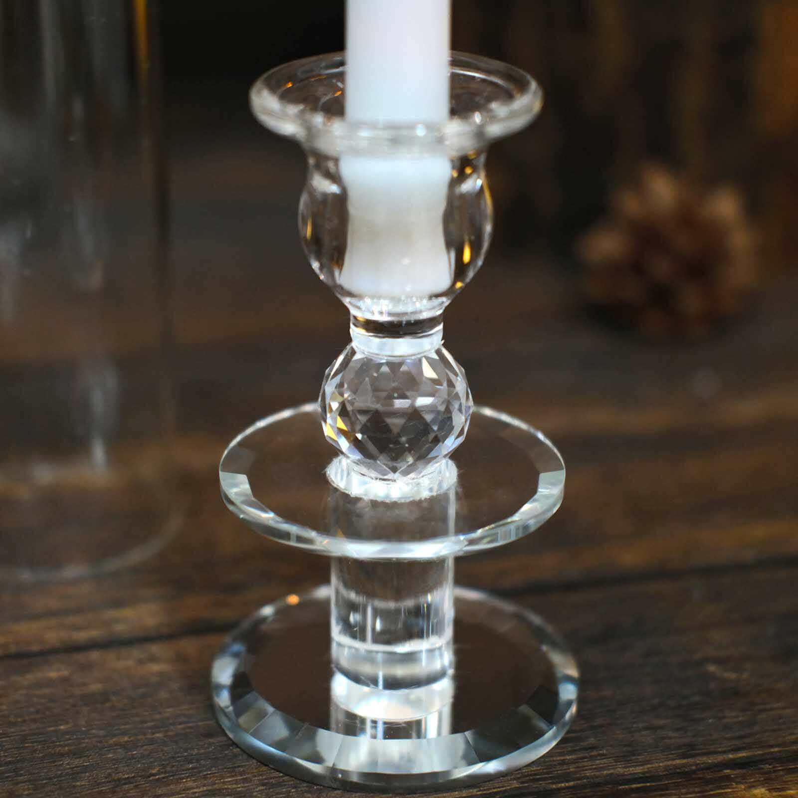 Hot Deal! 2-Pack Clear Crystal Hurricane Taper Candle Holders, 14-Inch Tall