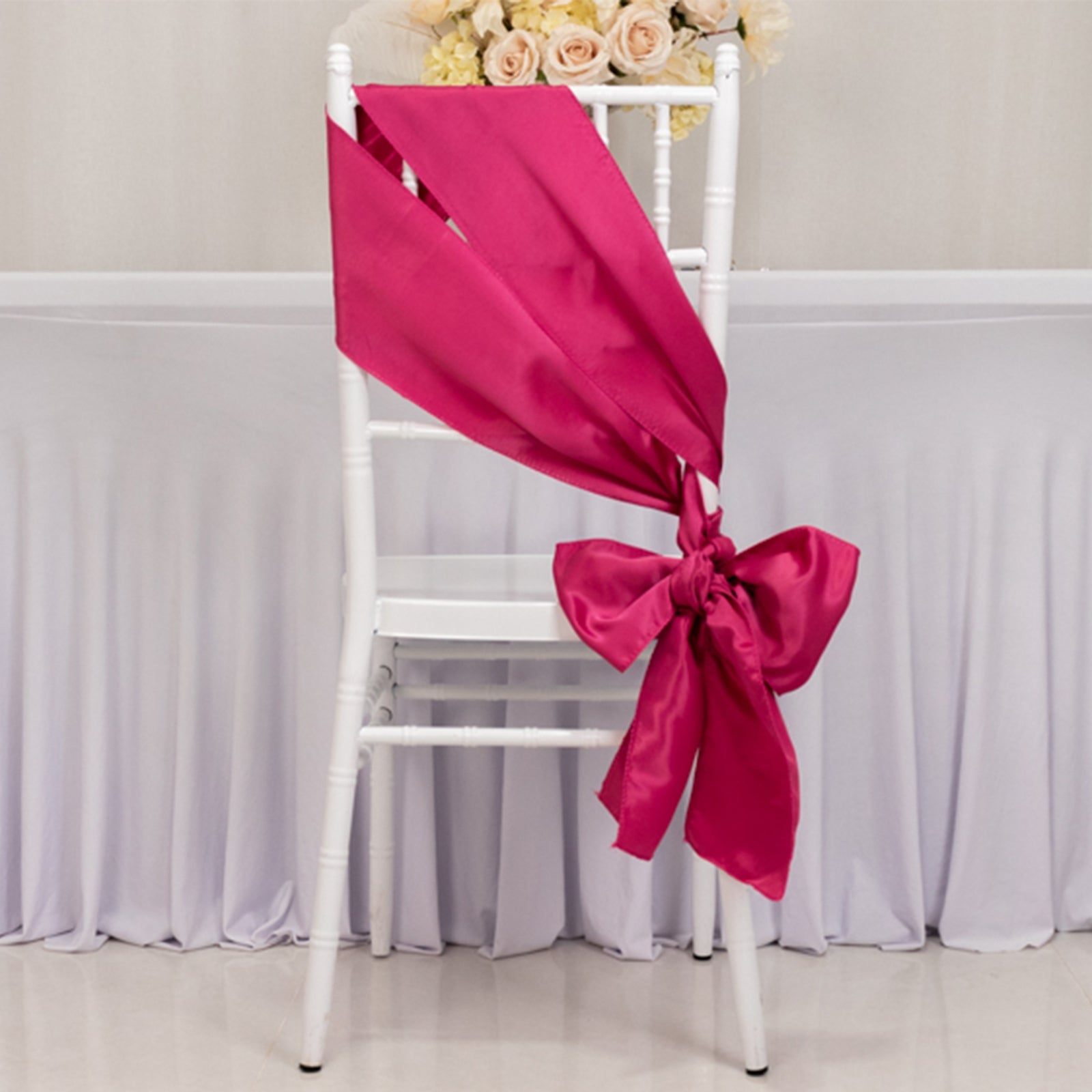 5-Pack Fuchsia Lamour Satin 6x106 Chair Sashes - Stylish & Reusable Decor