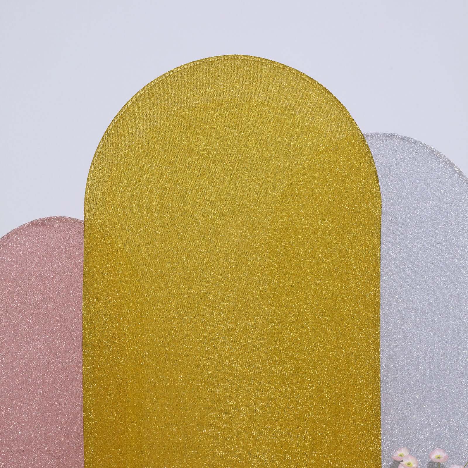 7ft Gold Shimmer Tinsel Spandex Backdrop Cover for Wedding Arch - Exclusive Deal