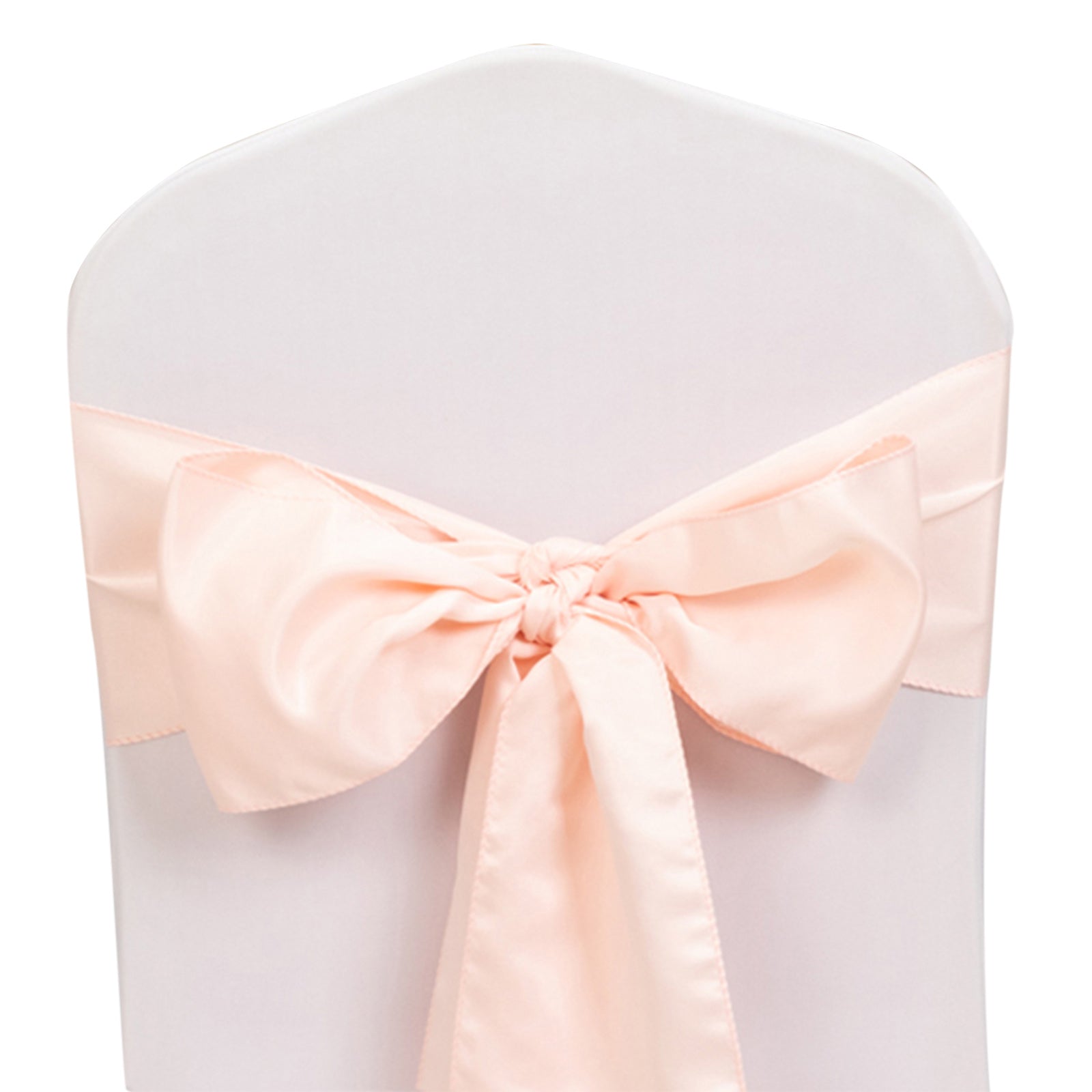5-Piece Set of Blush Lamour Satin 6x106 Chair Sashes - Reusable Decorative Bows