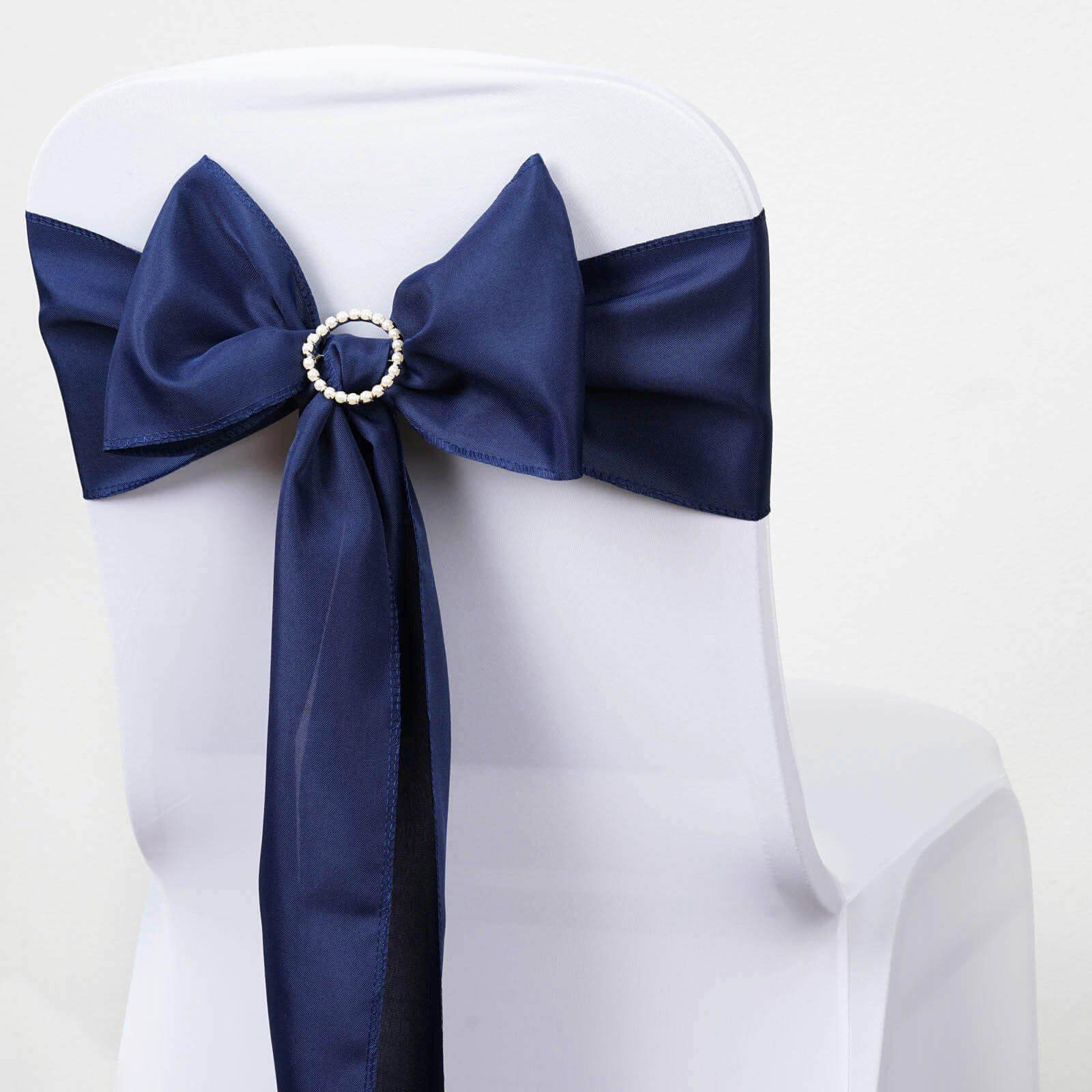 Navy Blue Polyester Chair Sashes - 5 Pack, 6x108 Inches