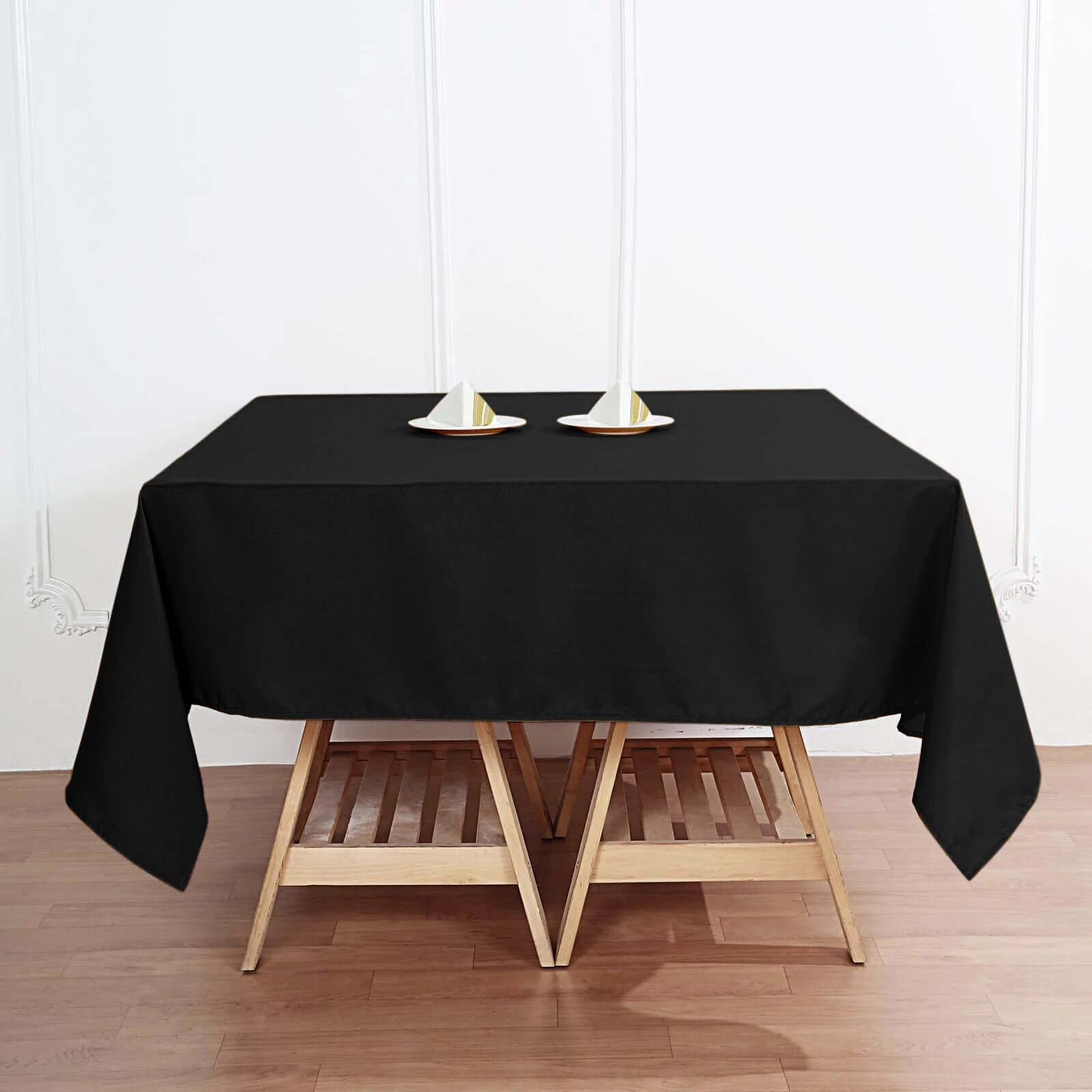 Hot! 70x70 Black 220GSM Wrinkle-Resistant Premium Polyester Square Tablecloth