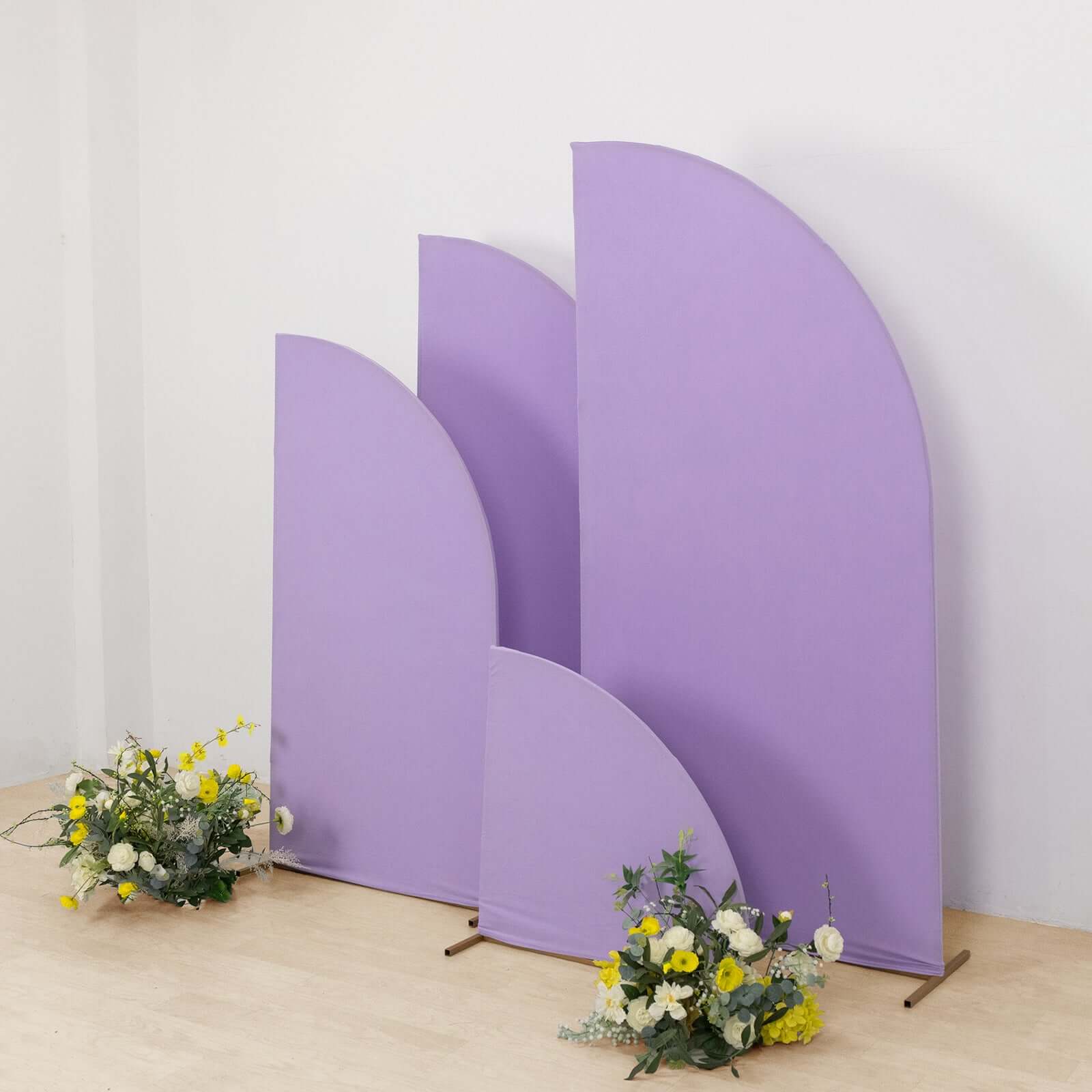 Custom-Fitted Matte Lavender Lilac Spandex Wedding Arch Covers Set of 4 - 2.5ft, 5ft, 6ft, 7ft