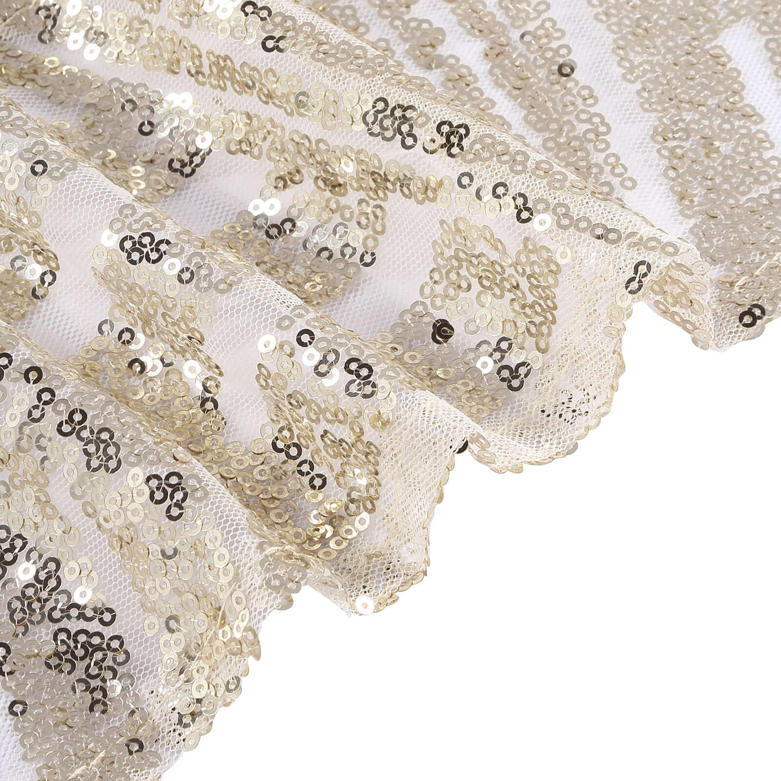 Hot Deal! 5-Pack Champagne Glitz Sequin Chair Sashes with Geometric Diamond Design