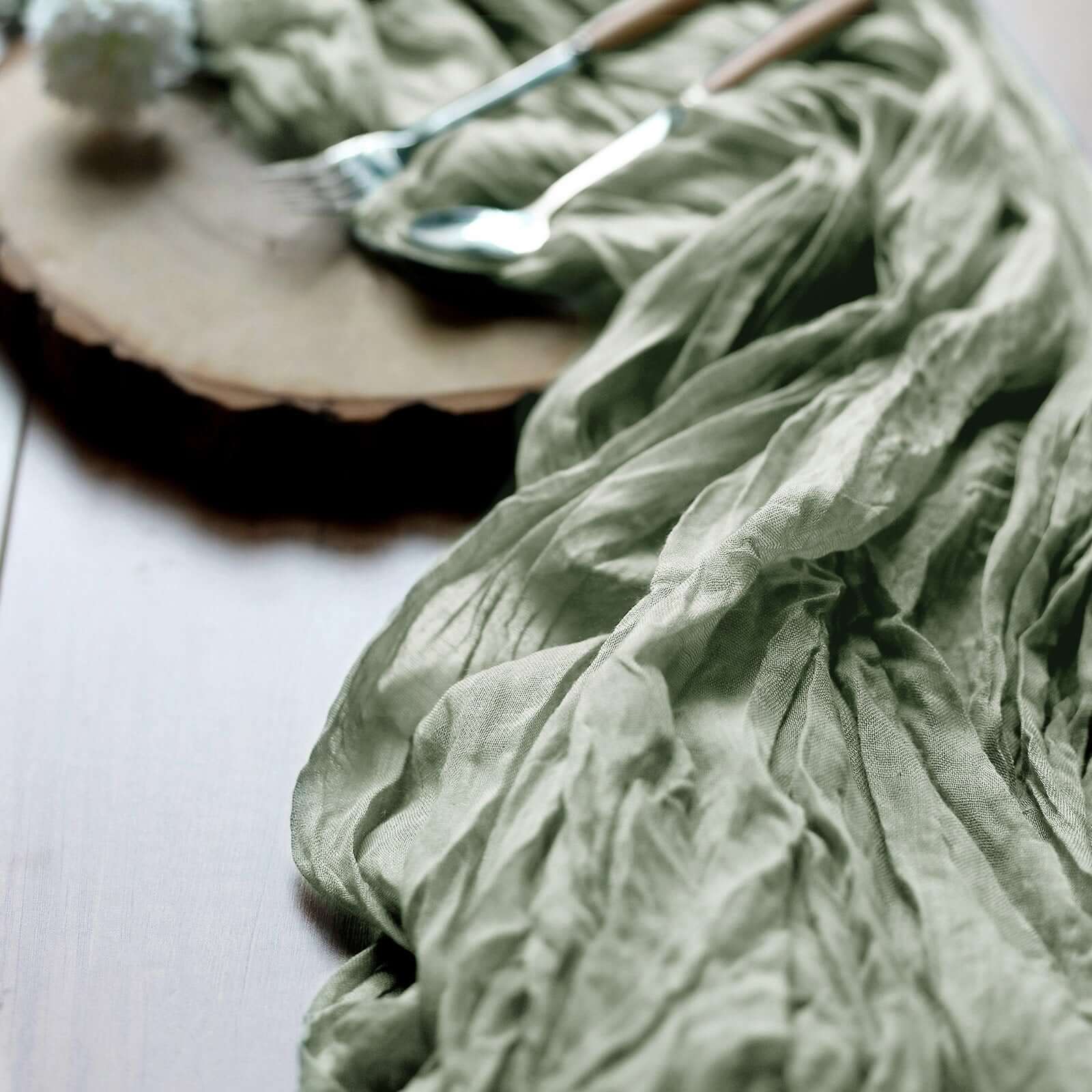 Hot Sale! 10ft Dusty Sage Green Gauze Cheesecloth Table Runner for Rustic Boho Decor